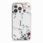 Floral Marble Monogram Personalised iPhone 13 Pro TPU Impact Case with Pink Edges