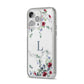 Floral Marble Monogram Personalised iPhone 14 Pro Max Glitter Tough Case Silver Angled Image