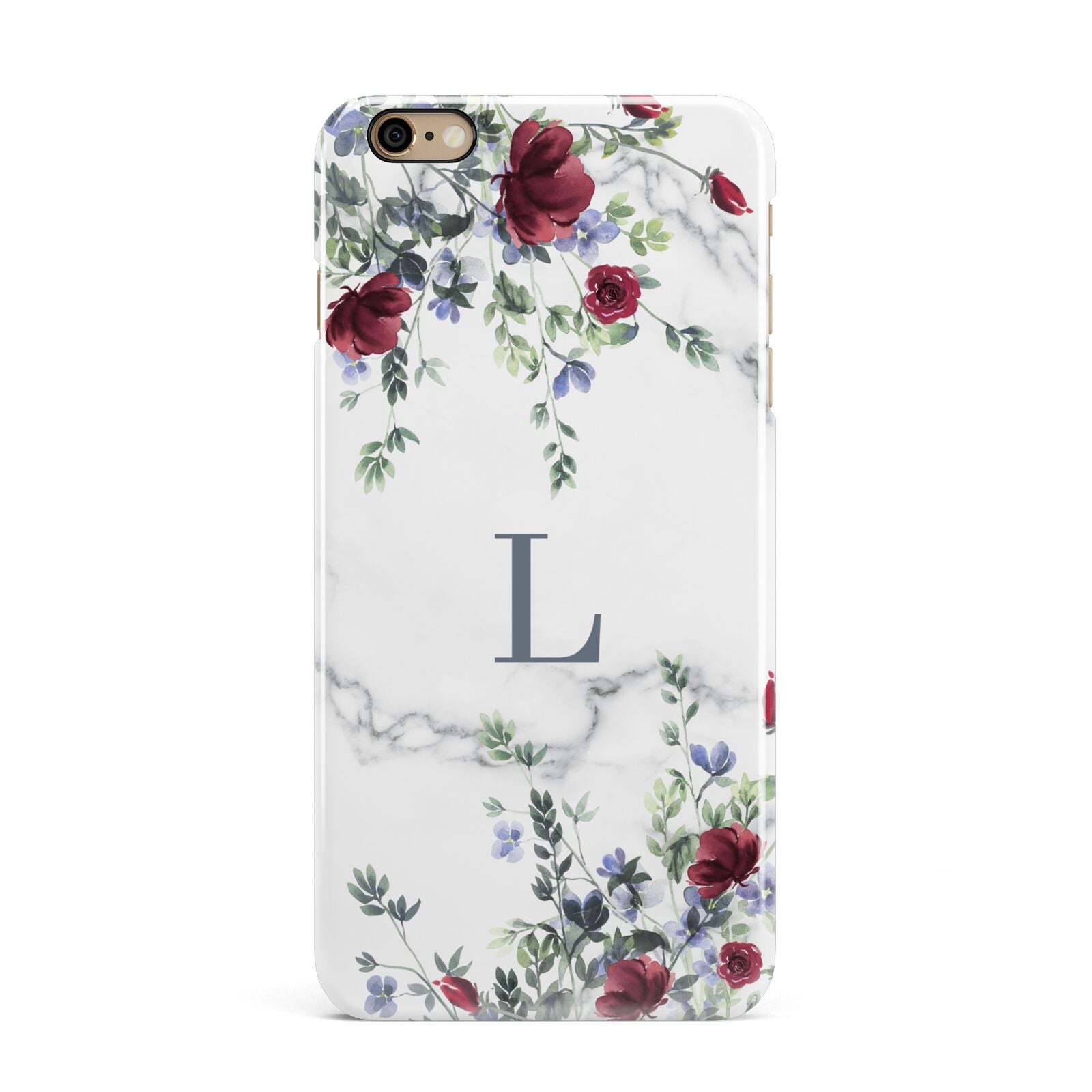Floral Marble Monogram Personalised iPhone 6 Plus 3D Snap Case on Gold Phone