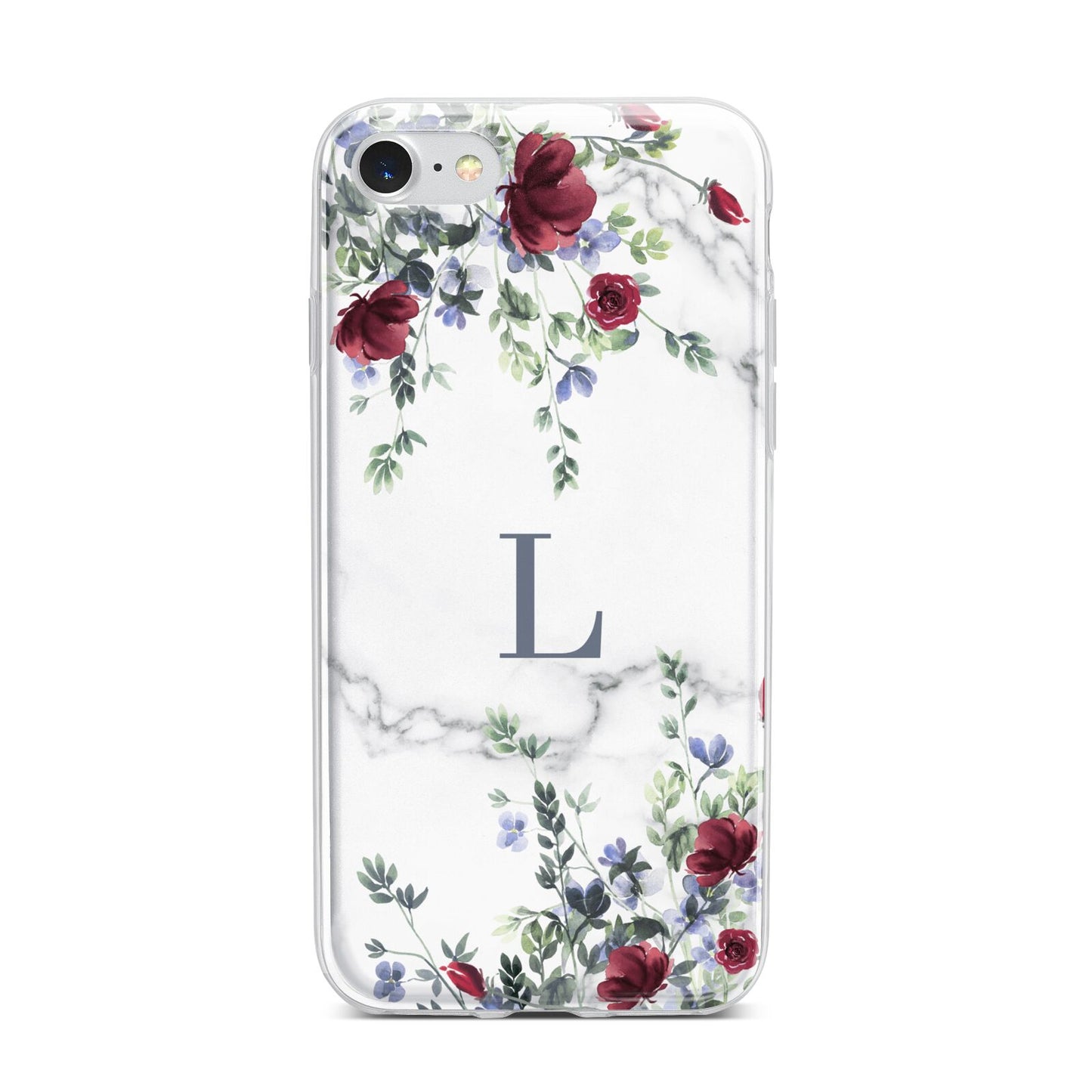 Floral Marble Monogram Personalised iPhone 7 Bumper Case on Silver iPhone