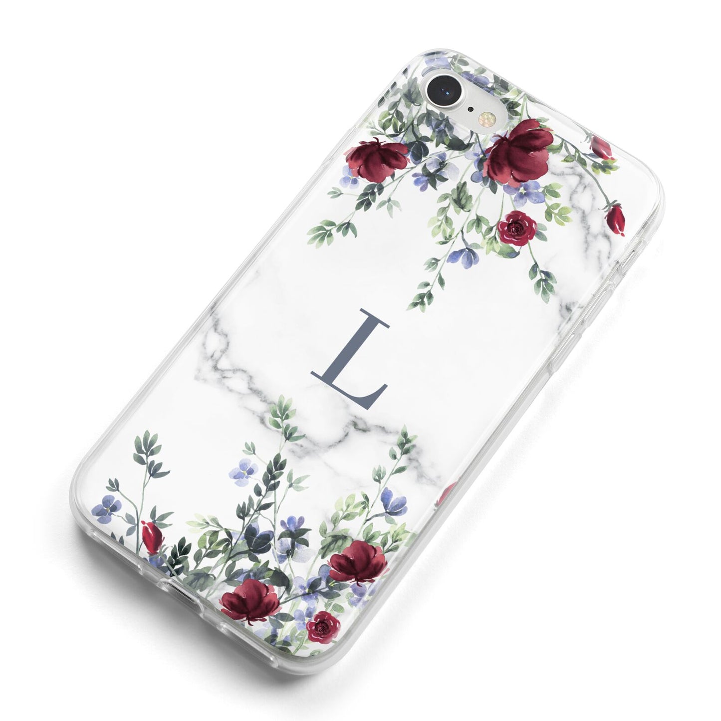 Floral Marble Monogram Personalised iPhone 8 Bumper Case on Silver iPhone Alternative Image