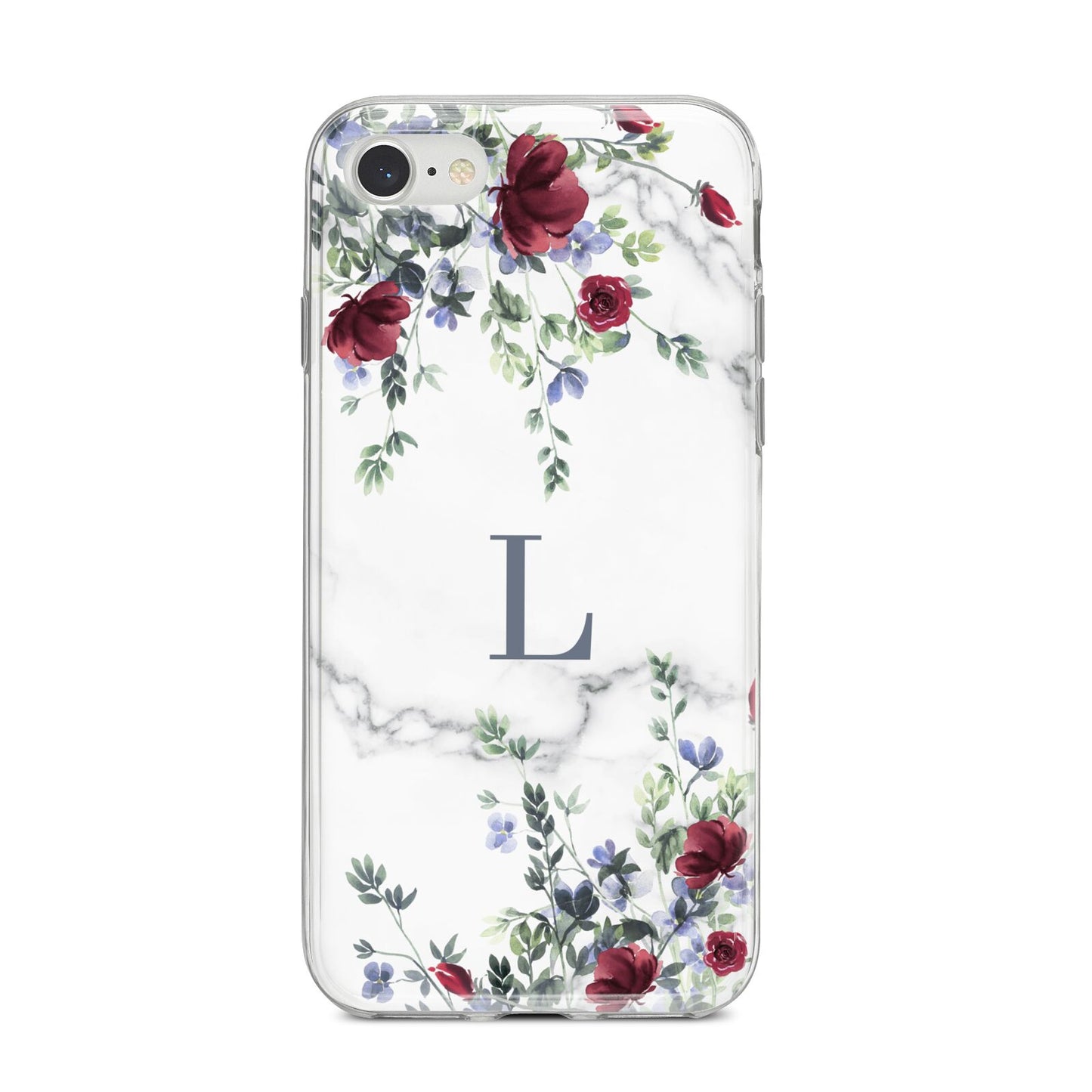 Floral Marble Monogram Personalised iPhone 8 Bumper Case on Silver iPhone