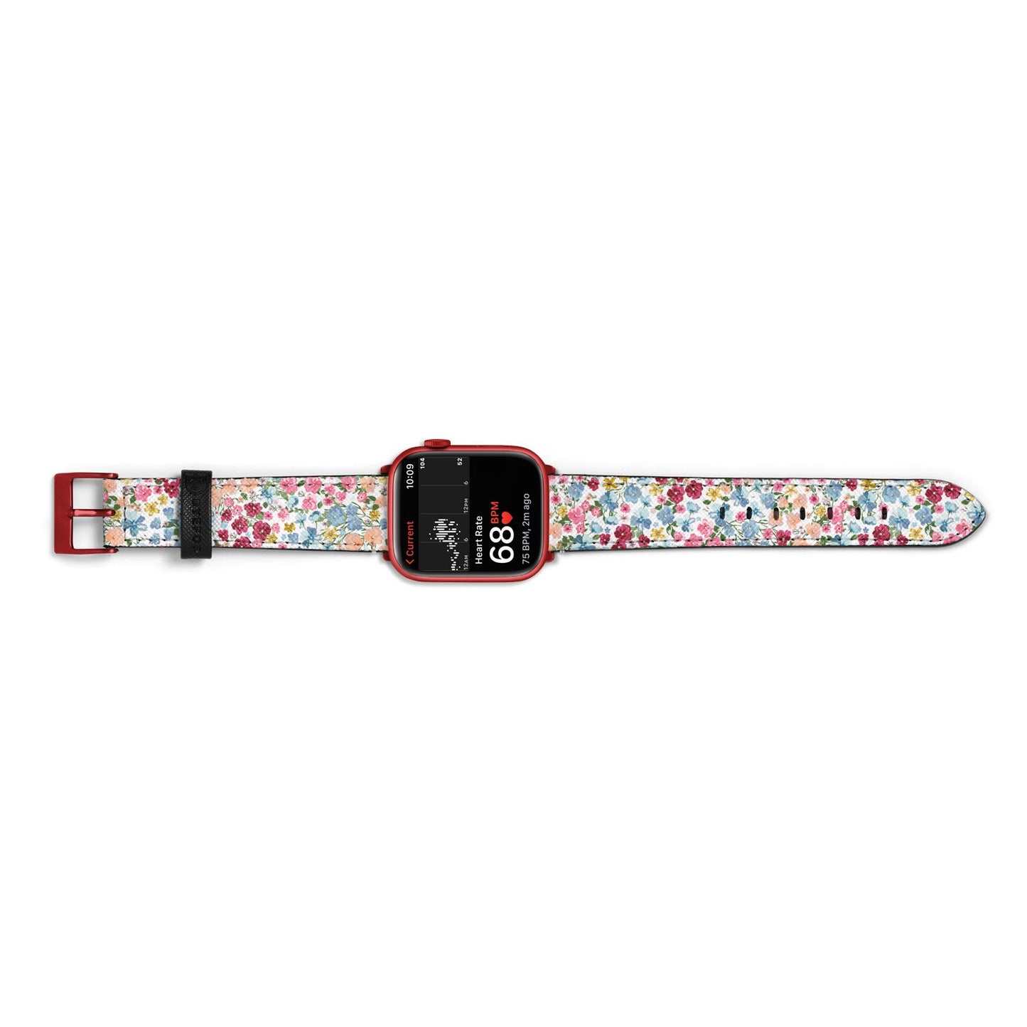 Floral Meadow Apple Watch Strap Size 38mm Landscape Image Red Hardware