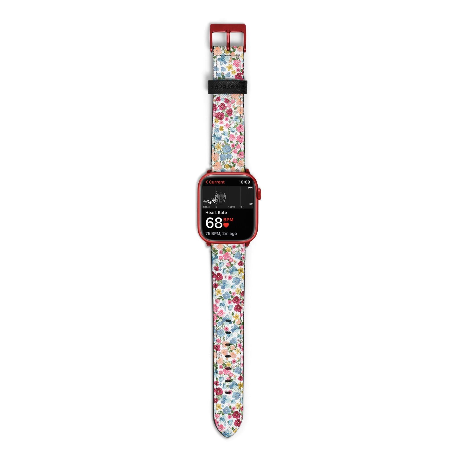 Floral Meadow Apple Watch Strap Size 38mm with Red Hardware