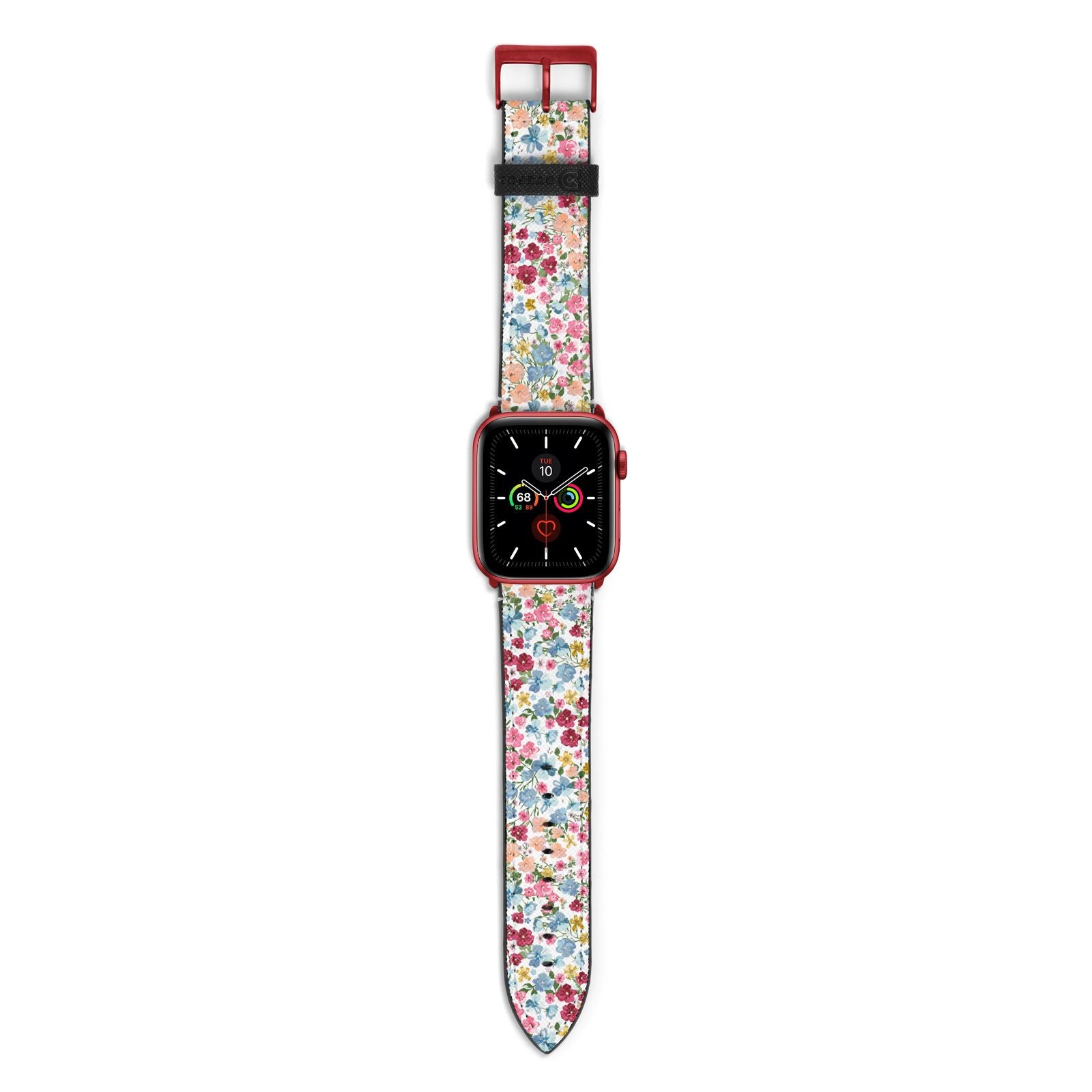 Floral Meadow Apple Watch Strap with Red Hardware