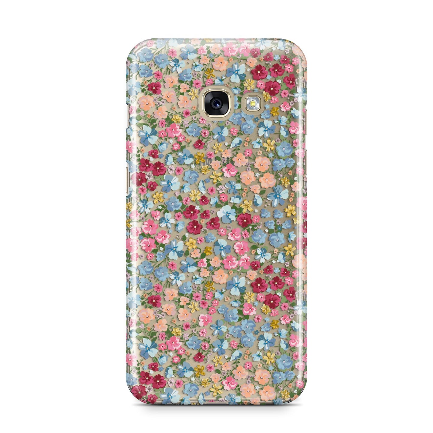 Floral Meadow Samsung Galaxy A3 2017 Case on gold phone