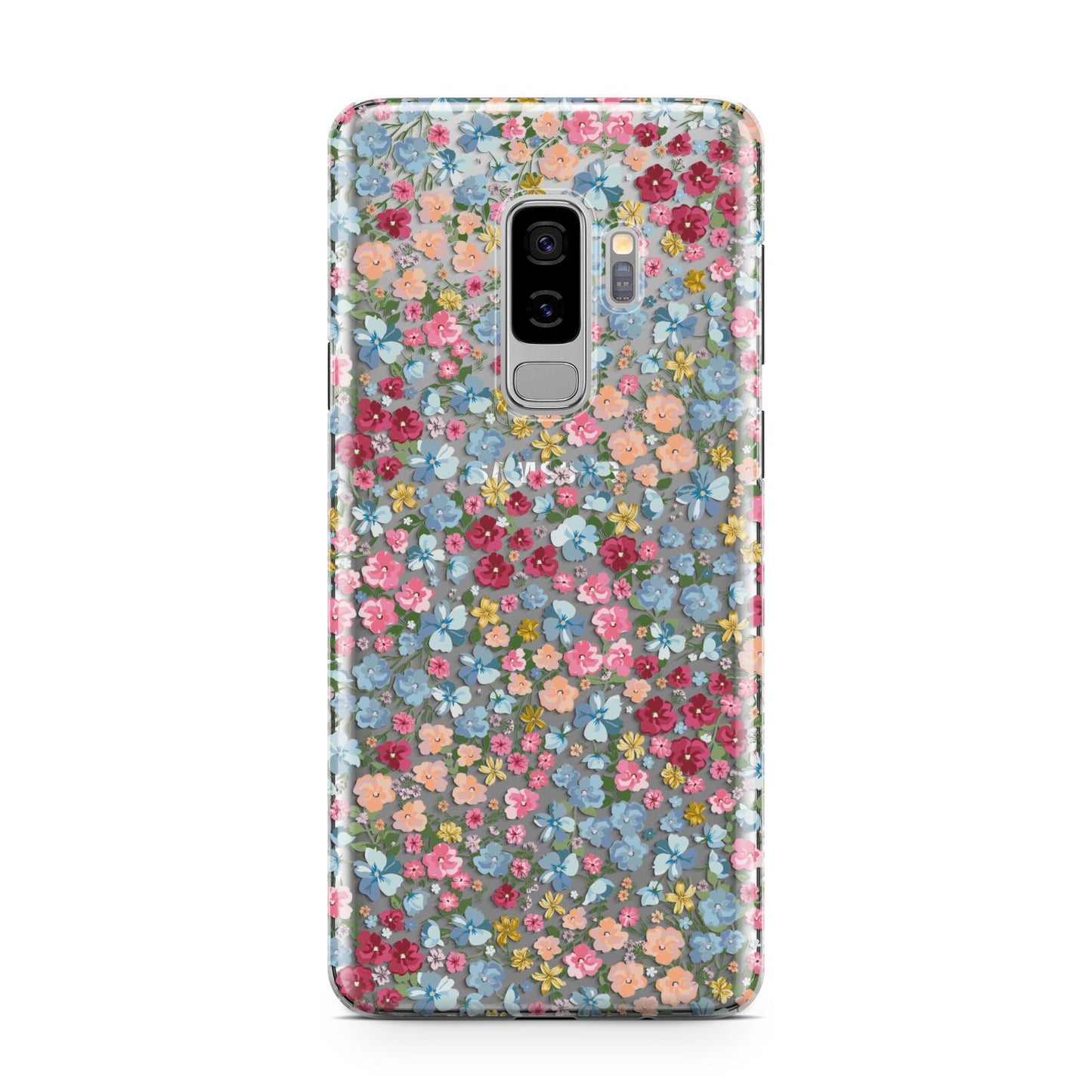 Floral Meadow Samsung Galaxy S9 Plus Case on Silver phone