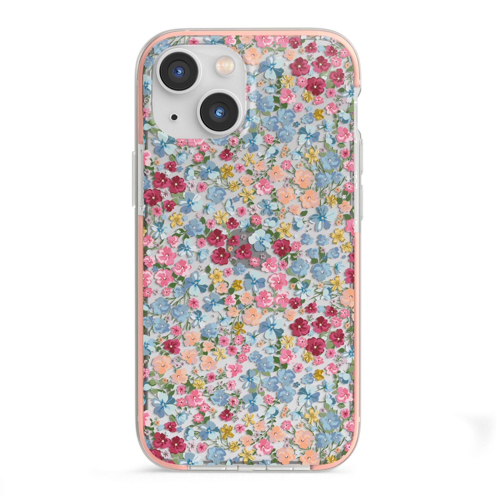 Floral Meadow iPhone 13 Mini TPU Impact Case with Pink Edges