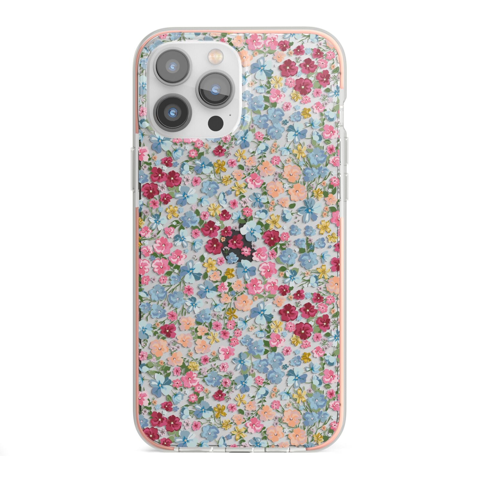 Floral Meadow iPhone 13 Pro Max TPU Impact Case with Pink Edges