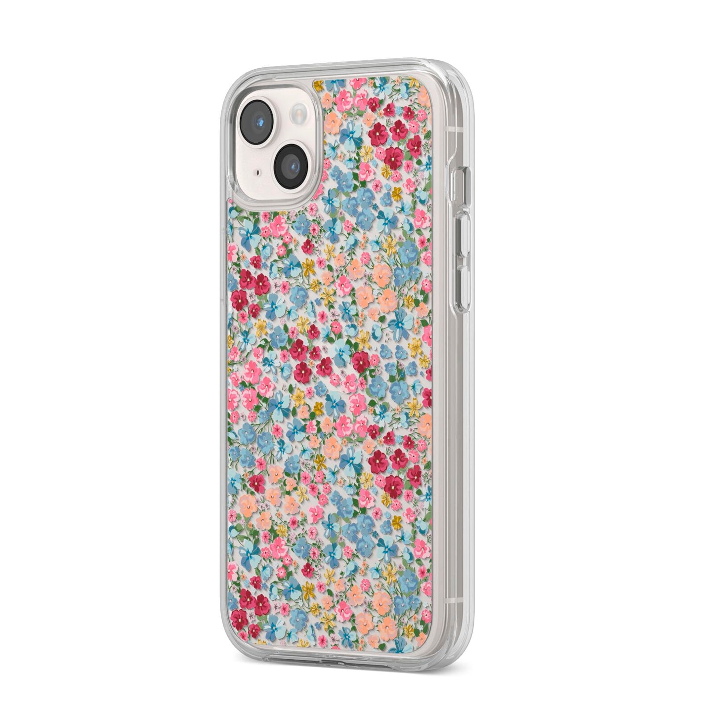 Floral Meadow iPhone 14 Plus Clear Tough Case Starlight Angled Image