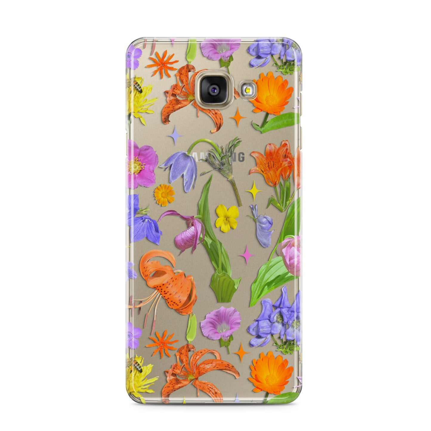 Floral Mix Samsung Galaxy A3 2016 Case on gold phone