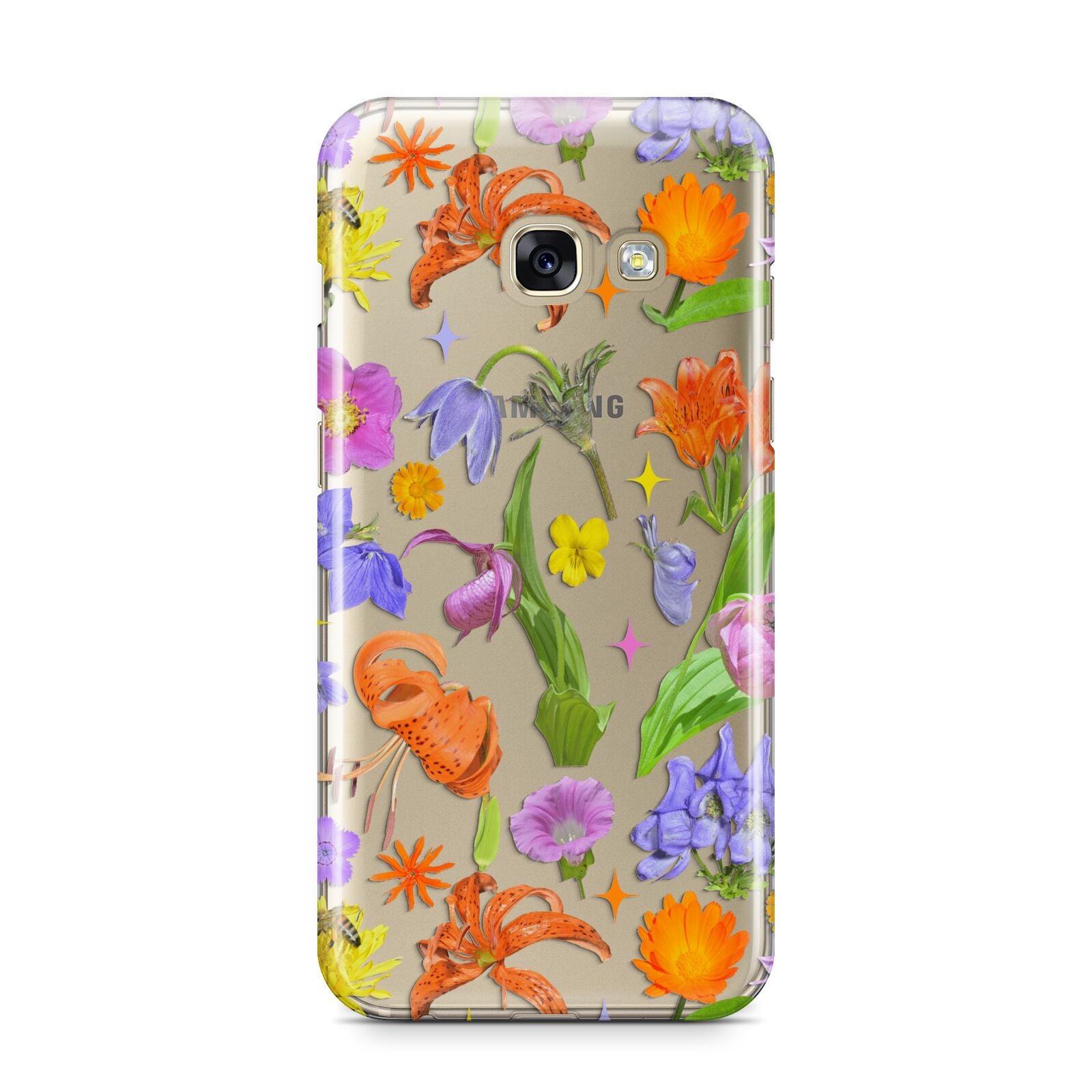 Floral Mix Samsung Galaxy A3 2017 Case on gold phone