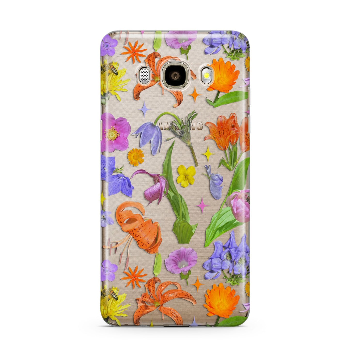 Floral Mix Samsung Galaxy J7 2016 Case on gold phone