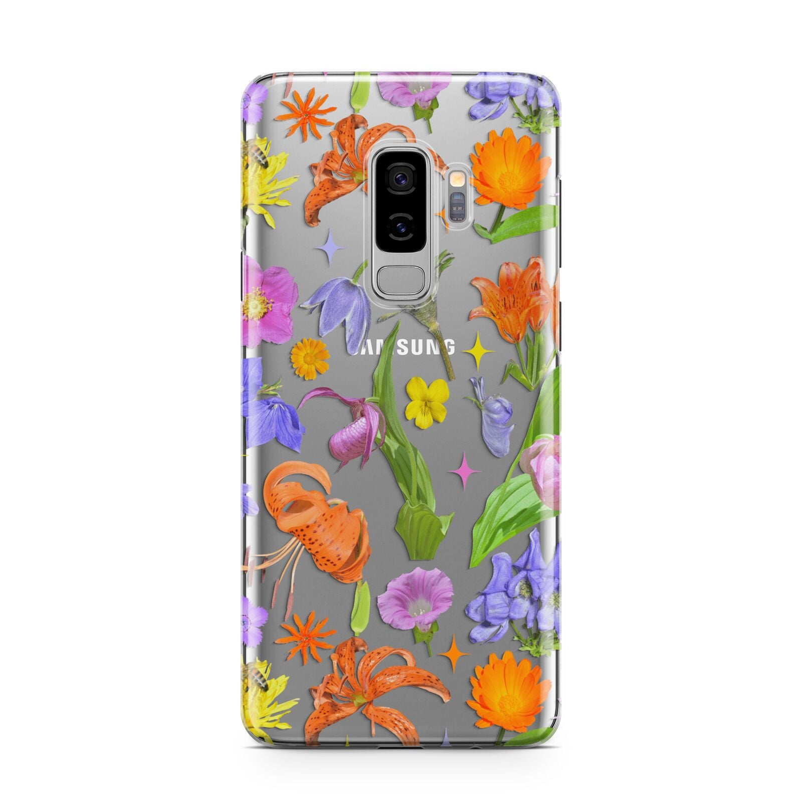 Floral Mix Samsung Galaxy S9 Plus Case on Silver phone