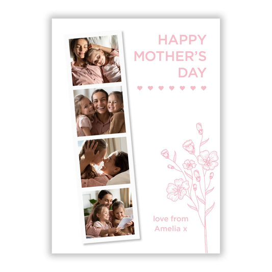 Floral Mothers Day Photo Strip A5 Flat Greetings Card