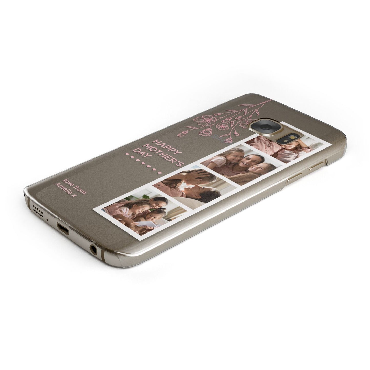 Floral Mothers Day Photo Strip Protective Samsung Galaxy Case Angled Image