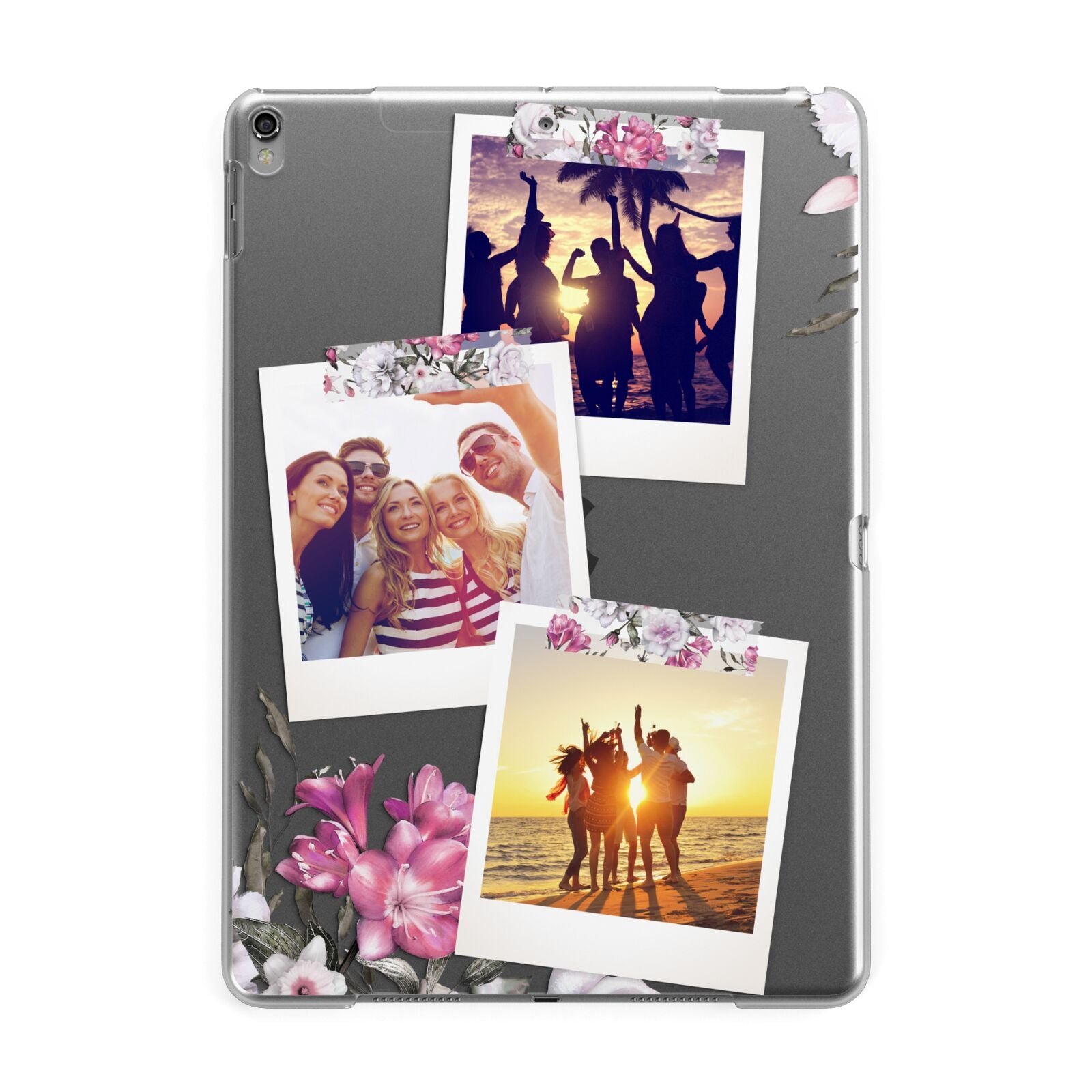 Floral Photo Montage Upload Apple iPad Grey Case