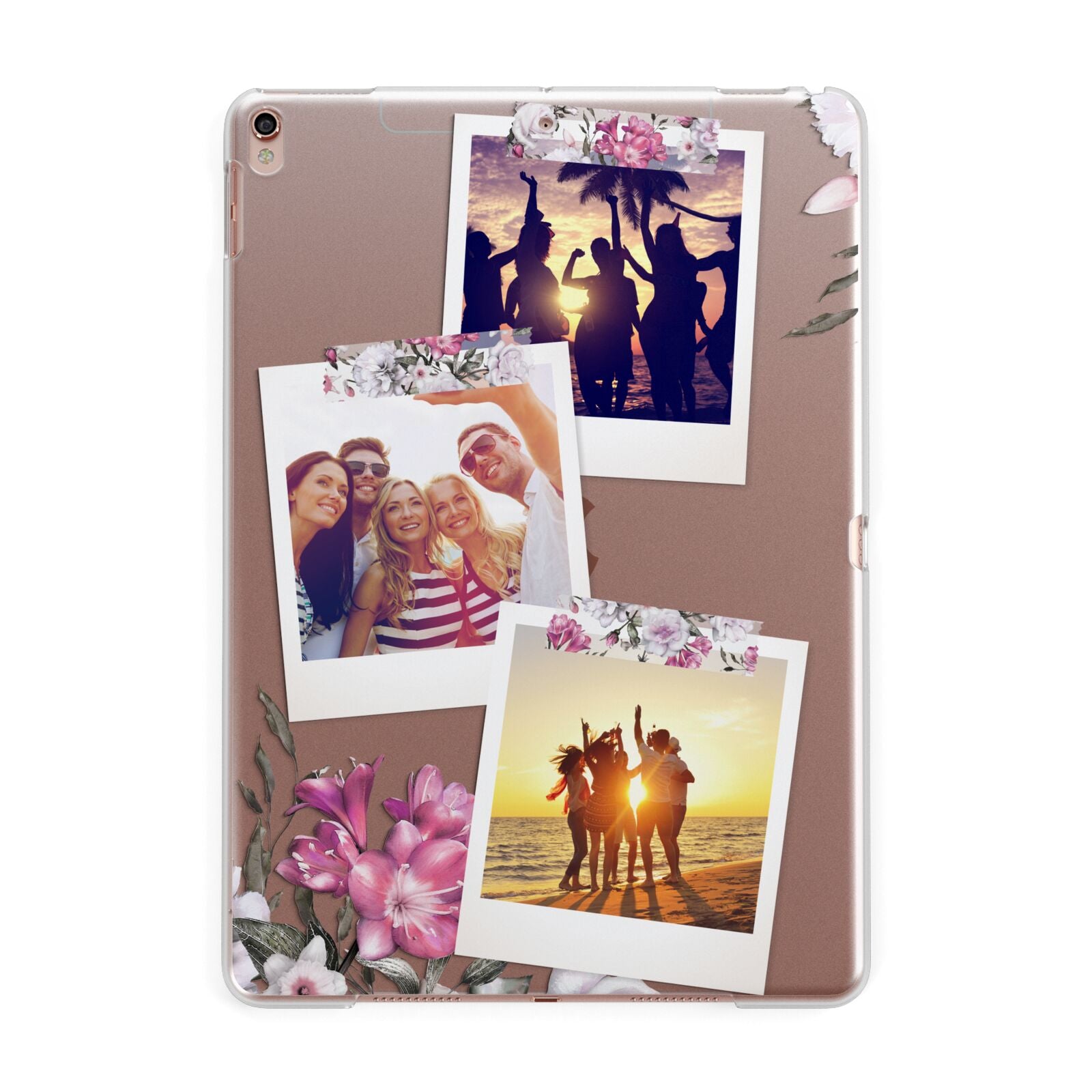 Floral Photo Montage Upload Apple iPad Rose Gold Case