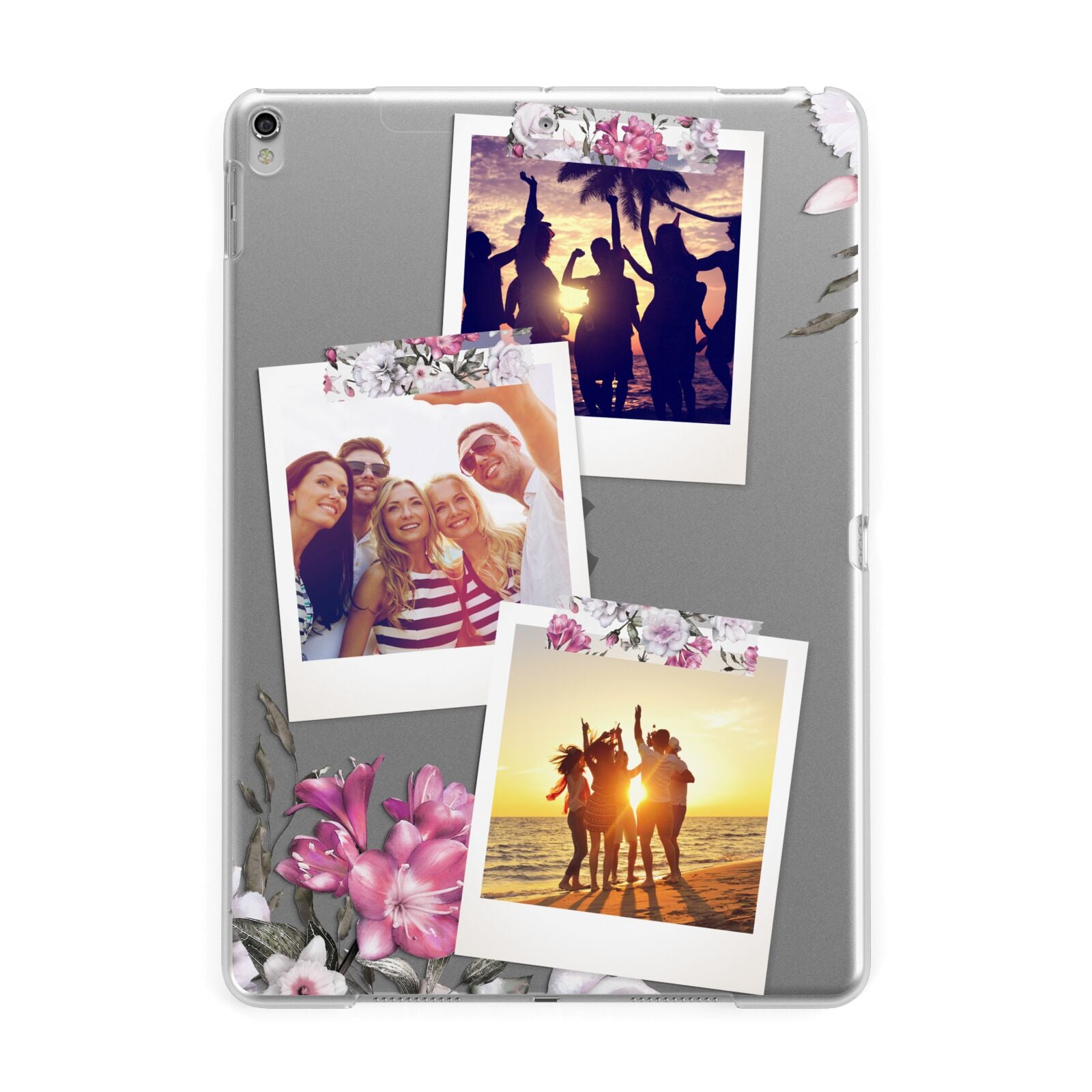 Floral Photo Montage Upload Apple iPad Silver Case