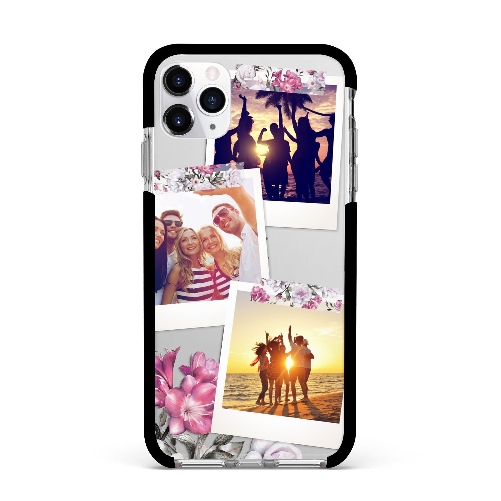 Floral Photo Montage Upload Apple iPhone 11 Pro Max in Silver with Black Impact Case