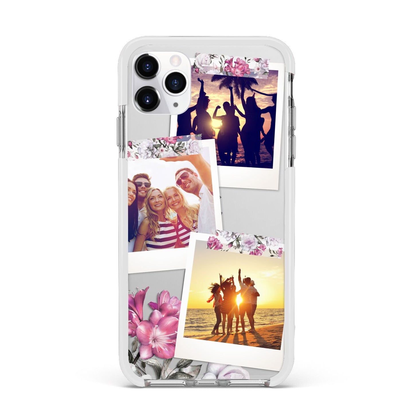 Floral Photo Montage Upload Apple iPhone 11 Pro Max in Silver with White Impact Case