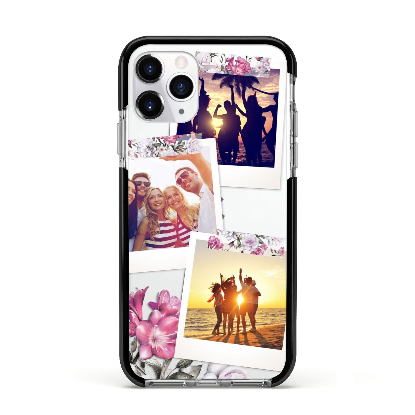 Floral Photo Montage Upload Apple iPhone 11 Pro in Silver with Black Impact Case