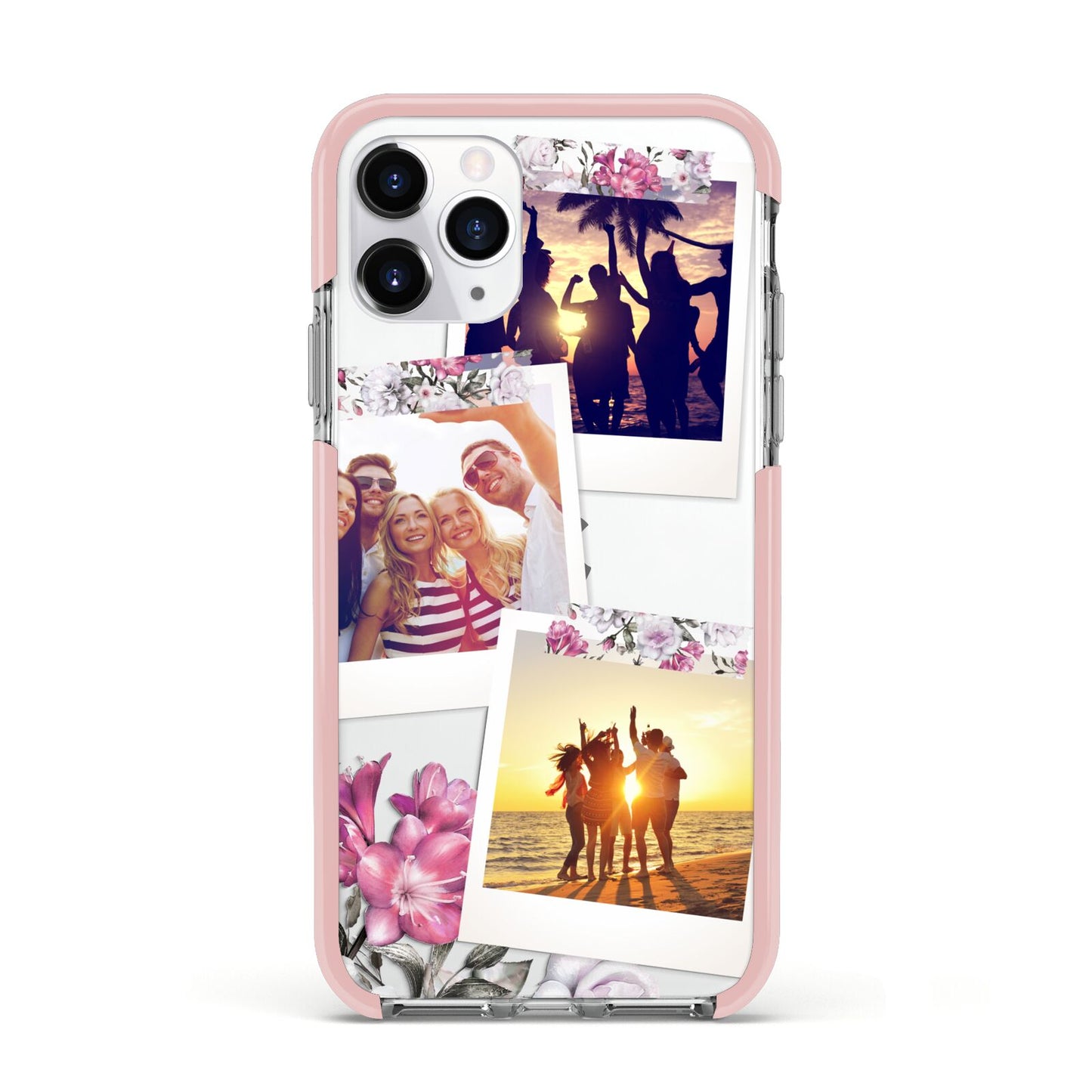 Floral Photo Montage Upload Apple iPhone 11 Pro in Silver with Pink Impact Case