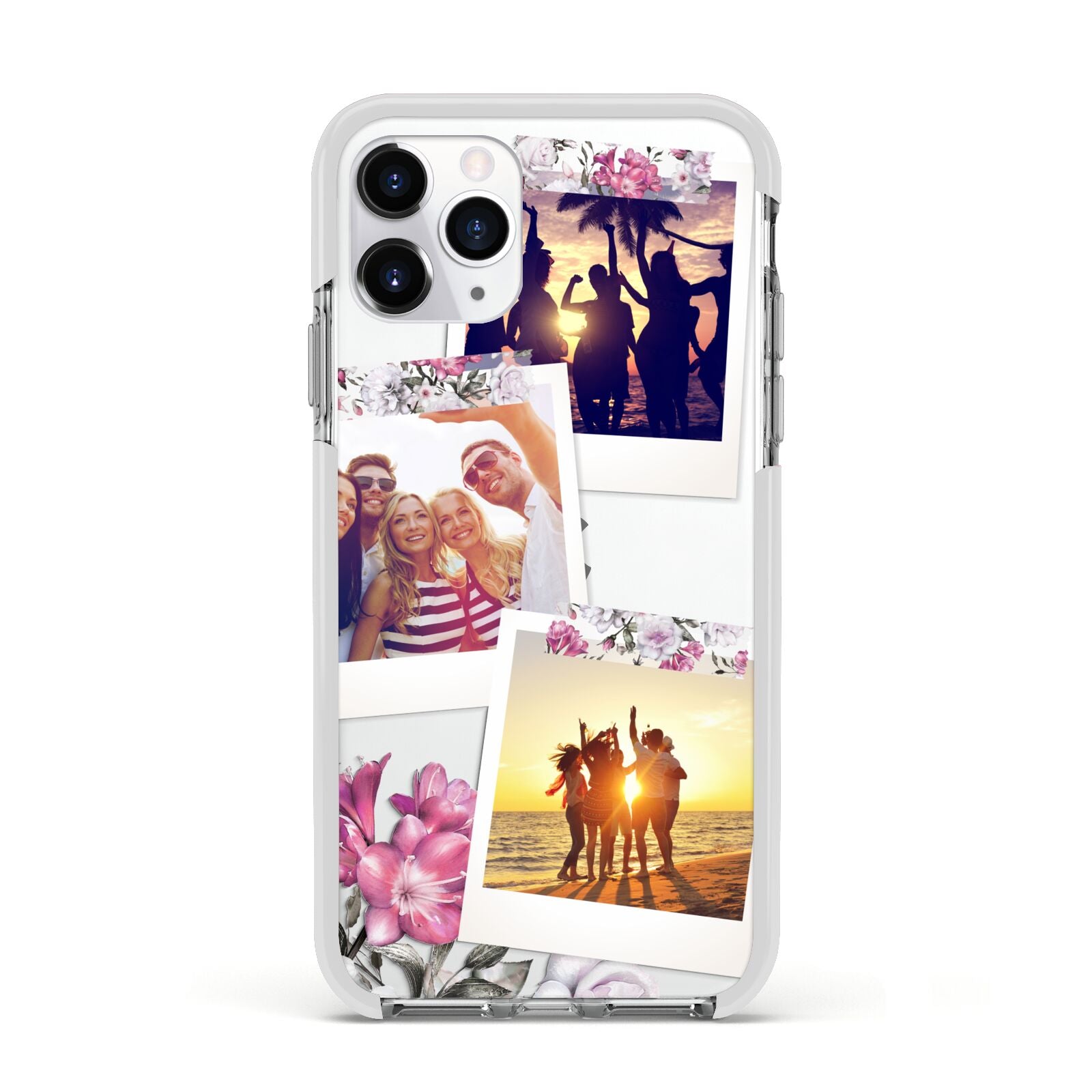 Floral Photo Montage Upload Apple iPhone 11 Pro in Silver with White Impact Case
