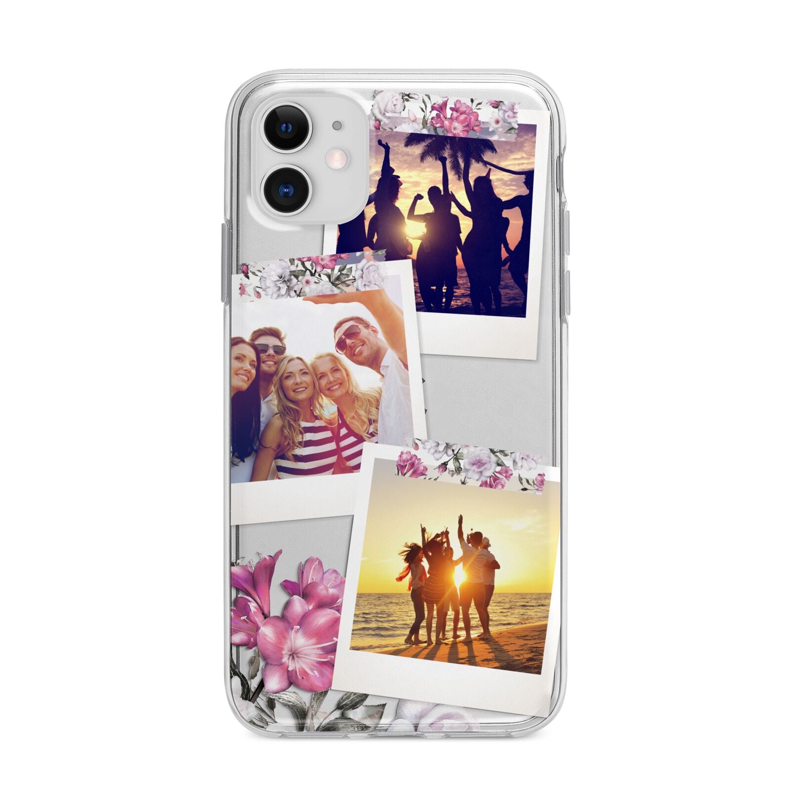Floral Photo Montage Upload Apple iPhone 11 in White with Bumper Case
