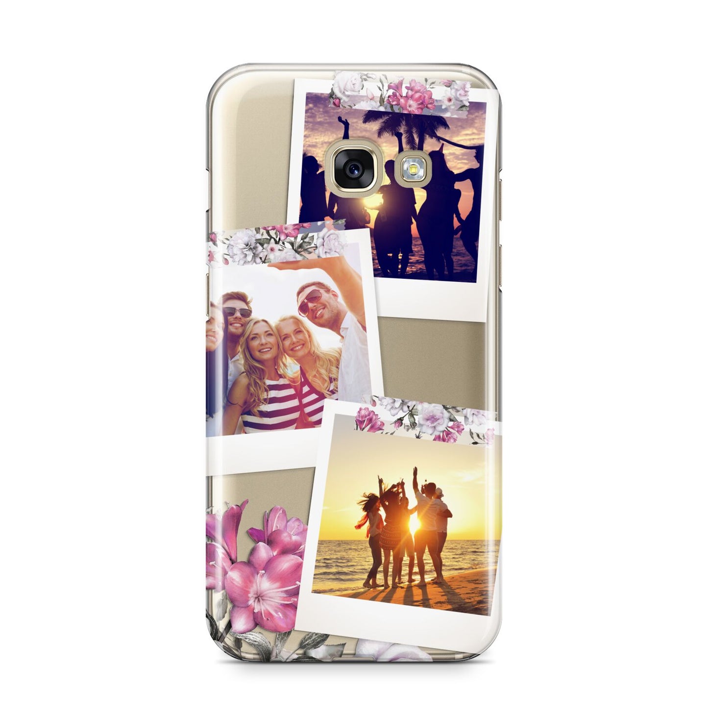 Floral Photo Montage Upload Samsung Galaxy A3 2017 Case on gold phone