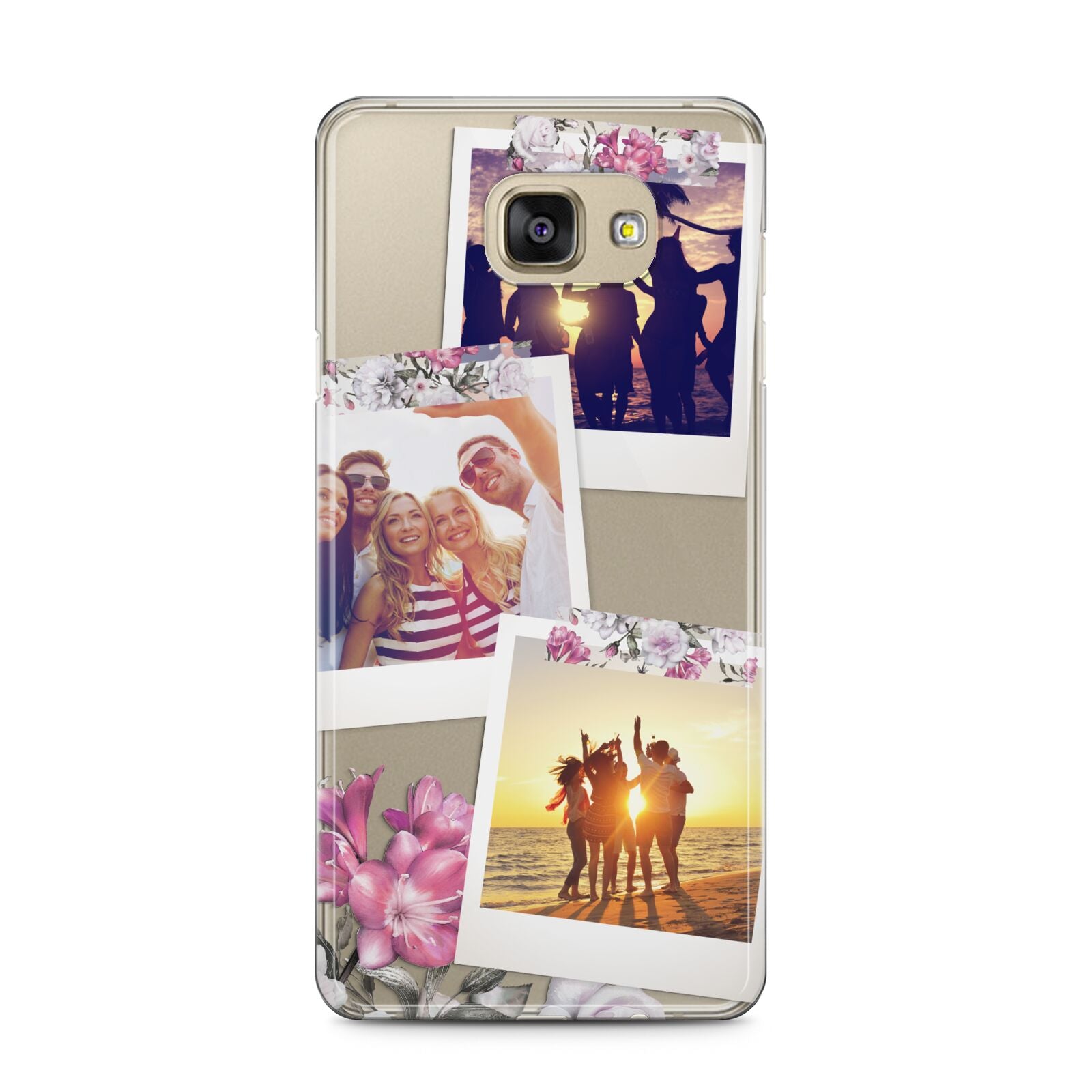 Floral Photo Montage Upload Samsung Galaxy A5 2016 Case on gold phone
