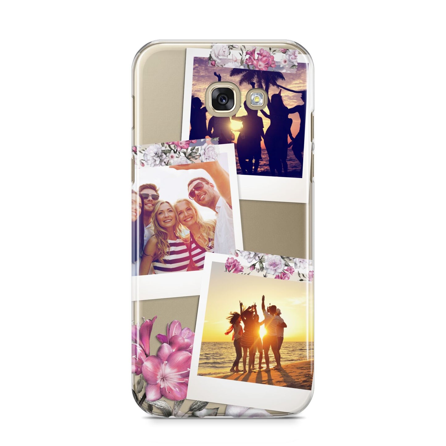 Floral Photo Montage Upload Samsung Galaxy A5 2017 Case on gold phone