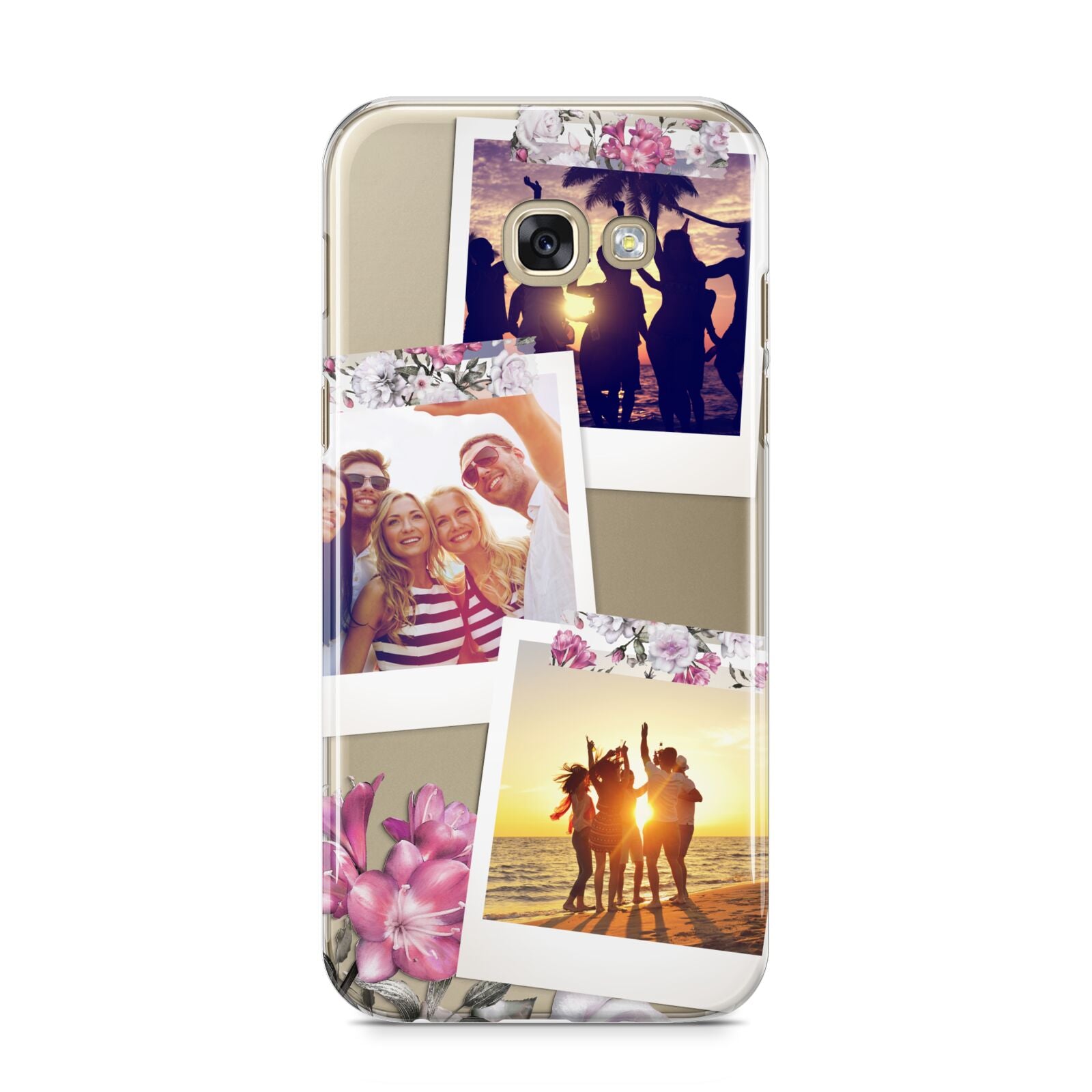 Floral Photo Montage Upload Samsung Galaxy A5 2017 Case on gold phone