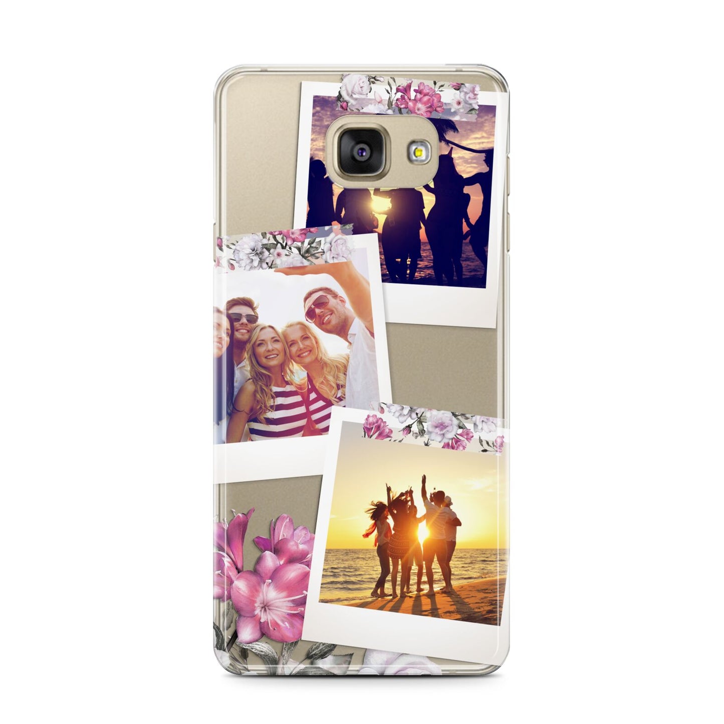 Floral Photo Montage Upload Samsung Galaxy A7 2016 Case on gold phone