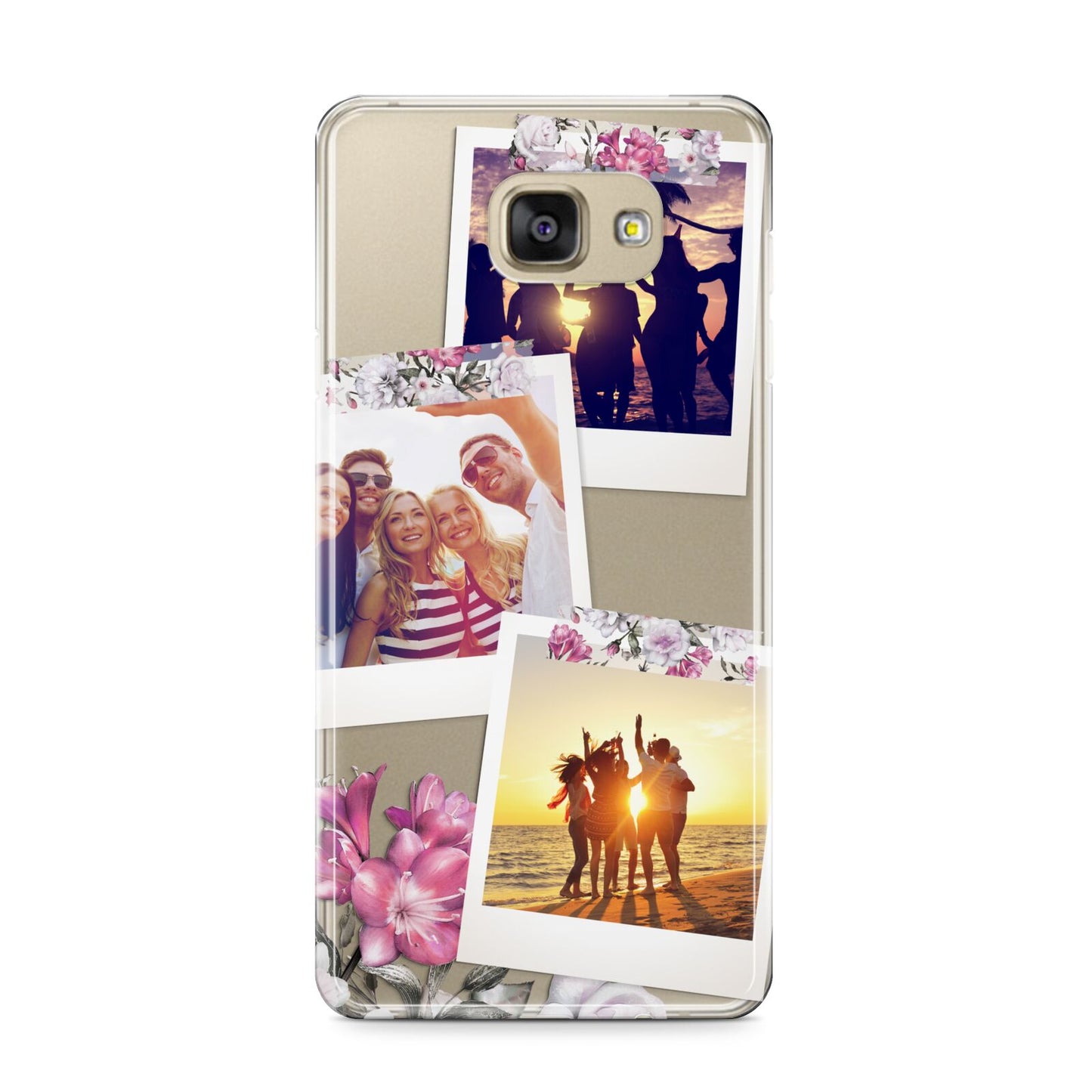 Floral Photo Montage Upload Samsung Galaxy A9 2016 Case on gold phone