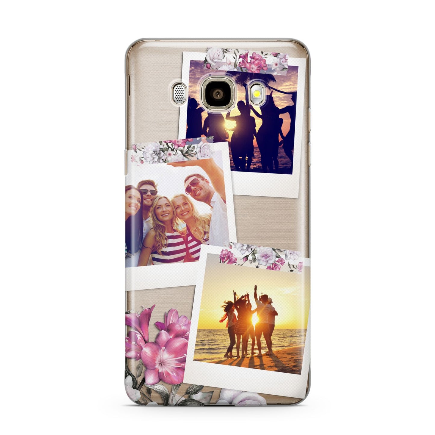Floral Photo Montage Upload Samsung Galaxy J7 2016 Case on gold phone