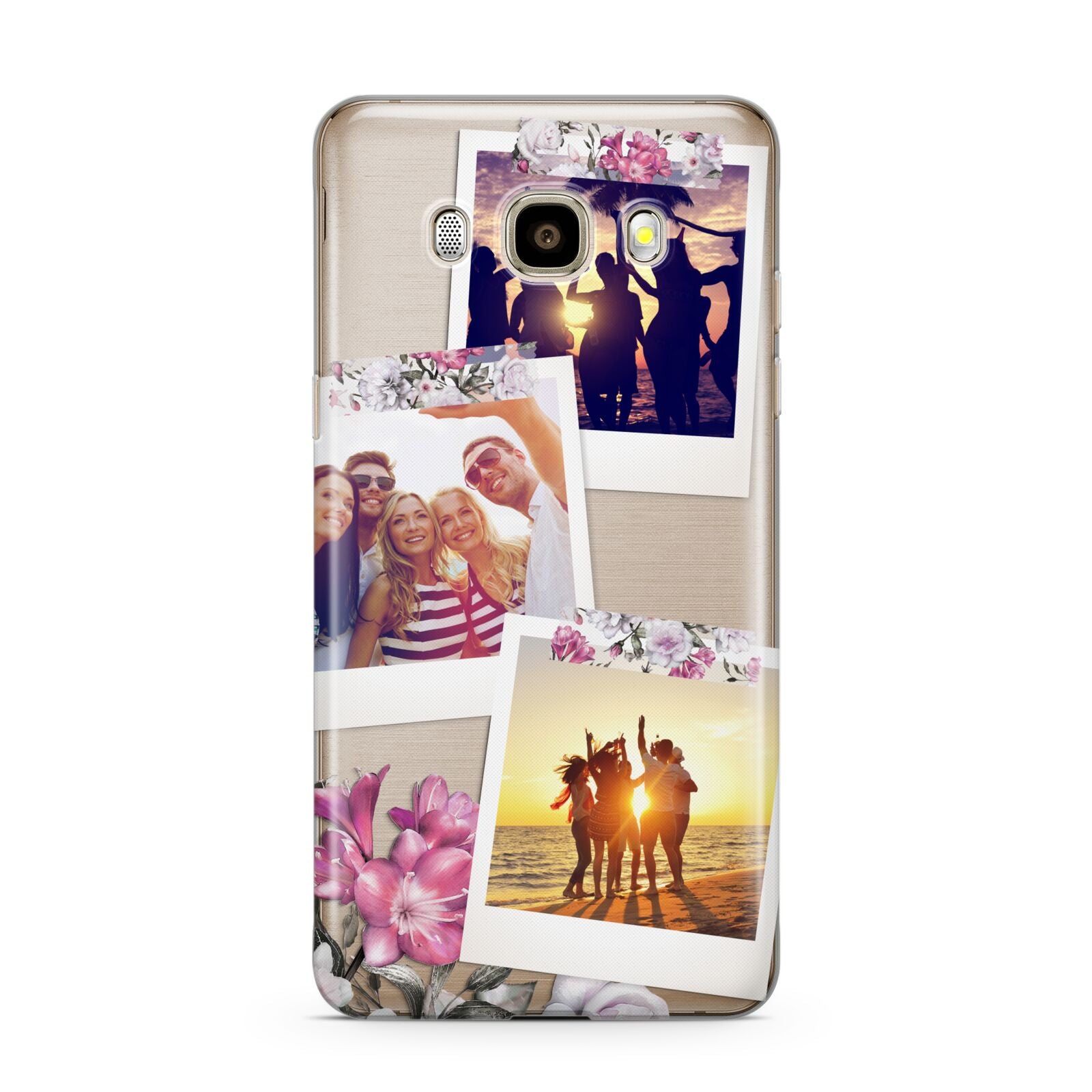 Floral Photo Montage Upload Samsung Galaxy J7 2016 Case on gold phone