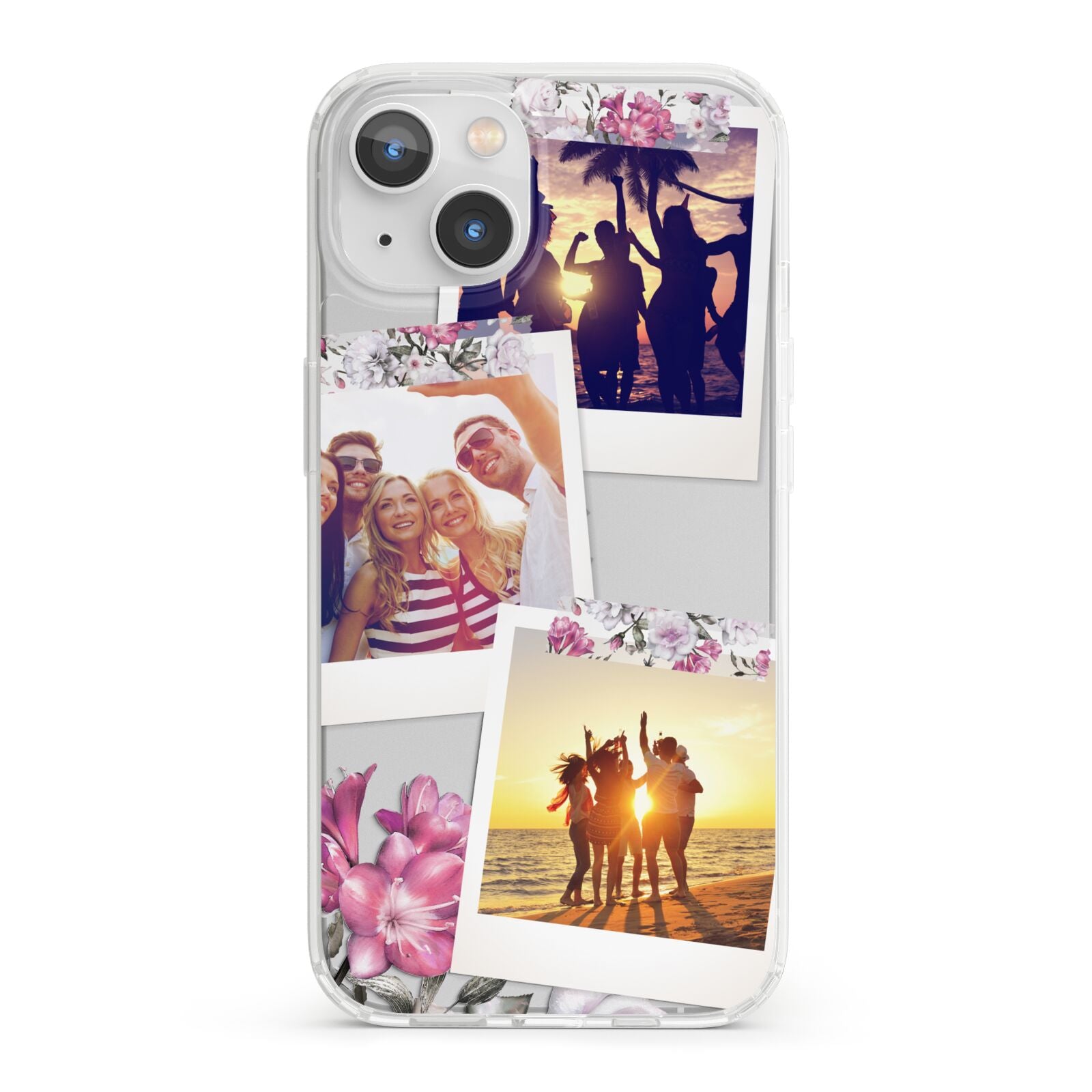 Floral Photo Montage Upload iPhone 13 Clear Bumper Case