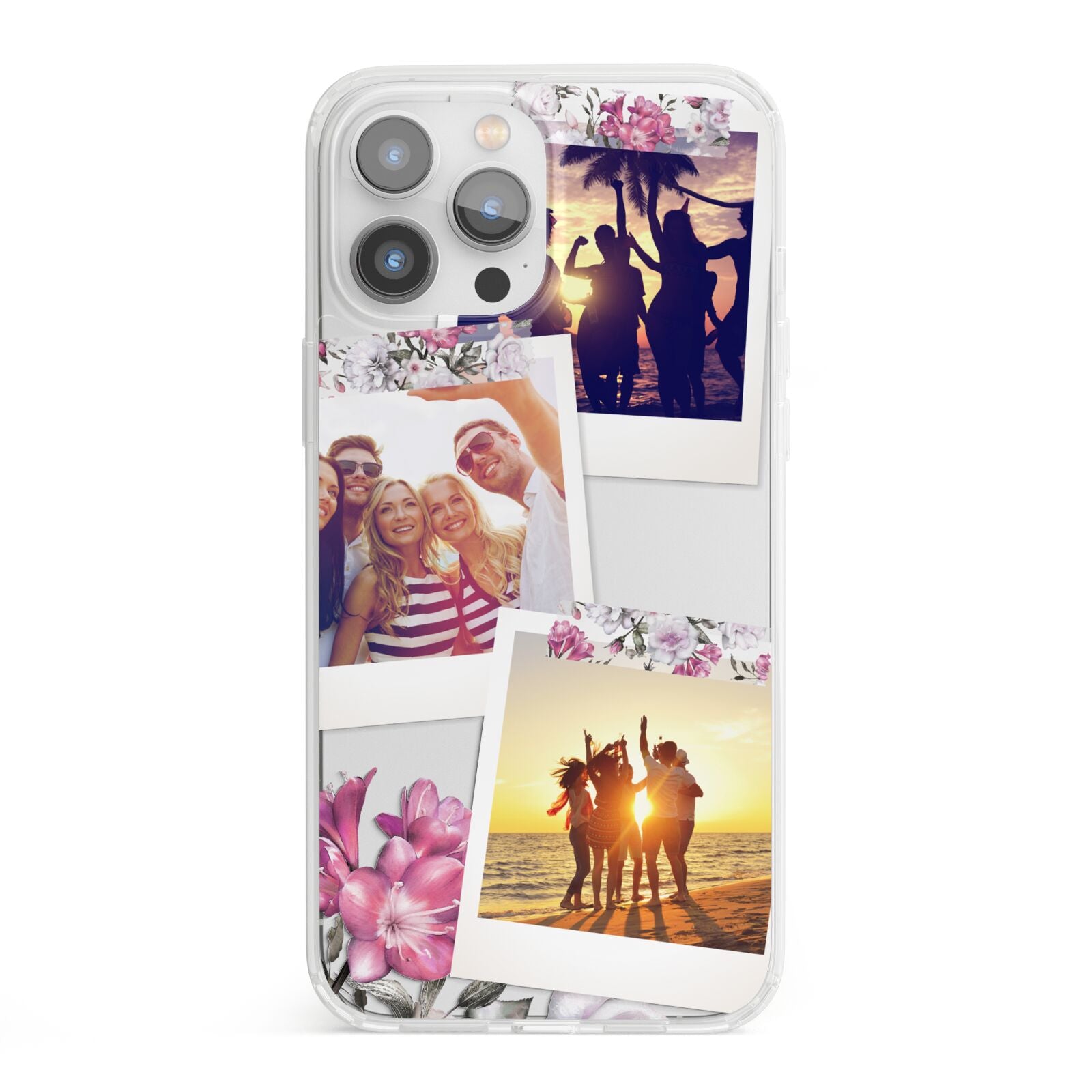 Floral Photo Montage Upload iPhone 13 Pro Max Clear Bumper Case