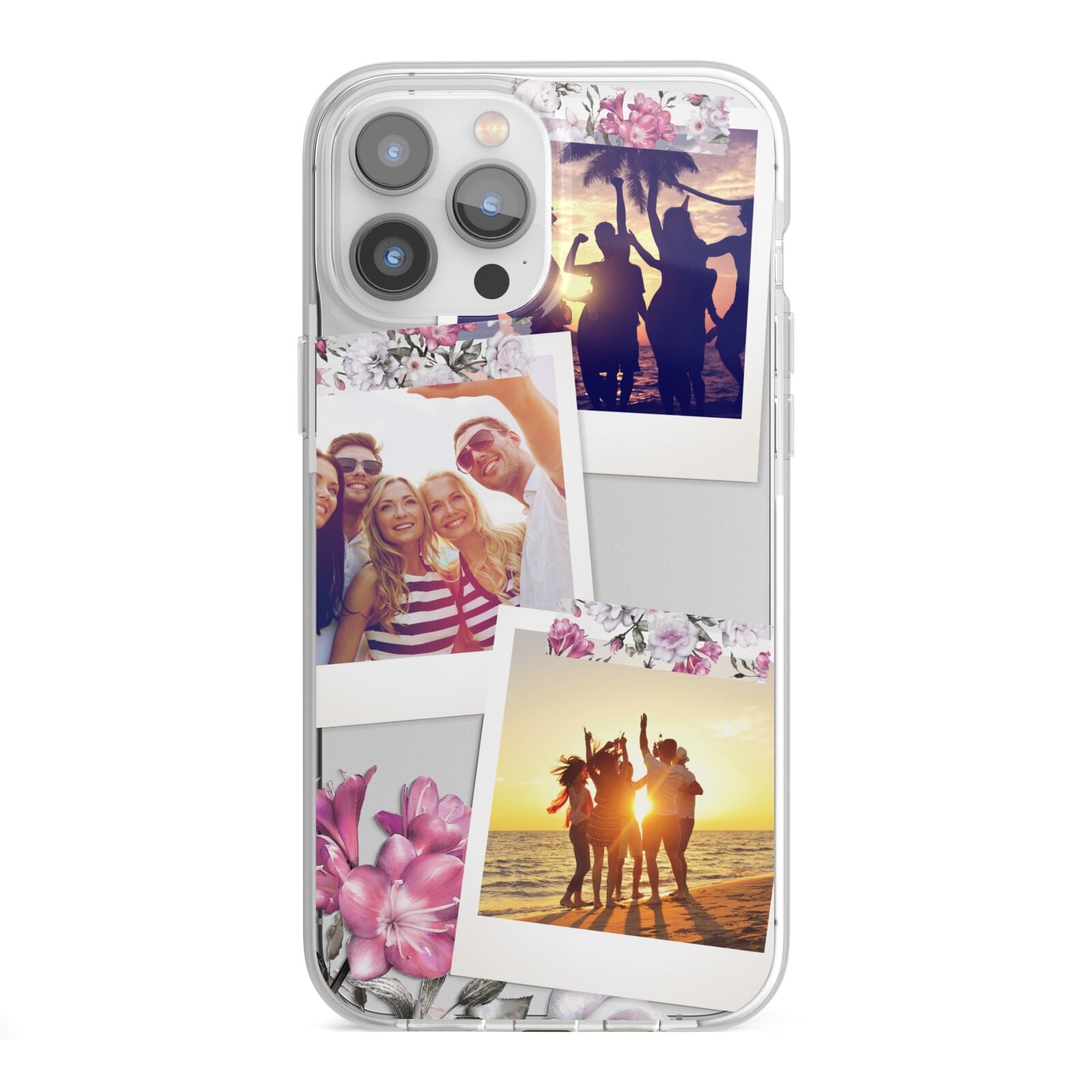 Floral Photo Montage Upload iPhone 13 Pro Max TPU Impact Case with White Edges