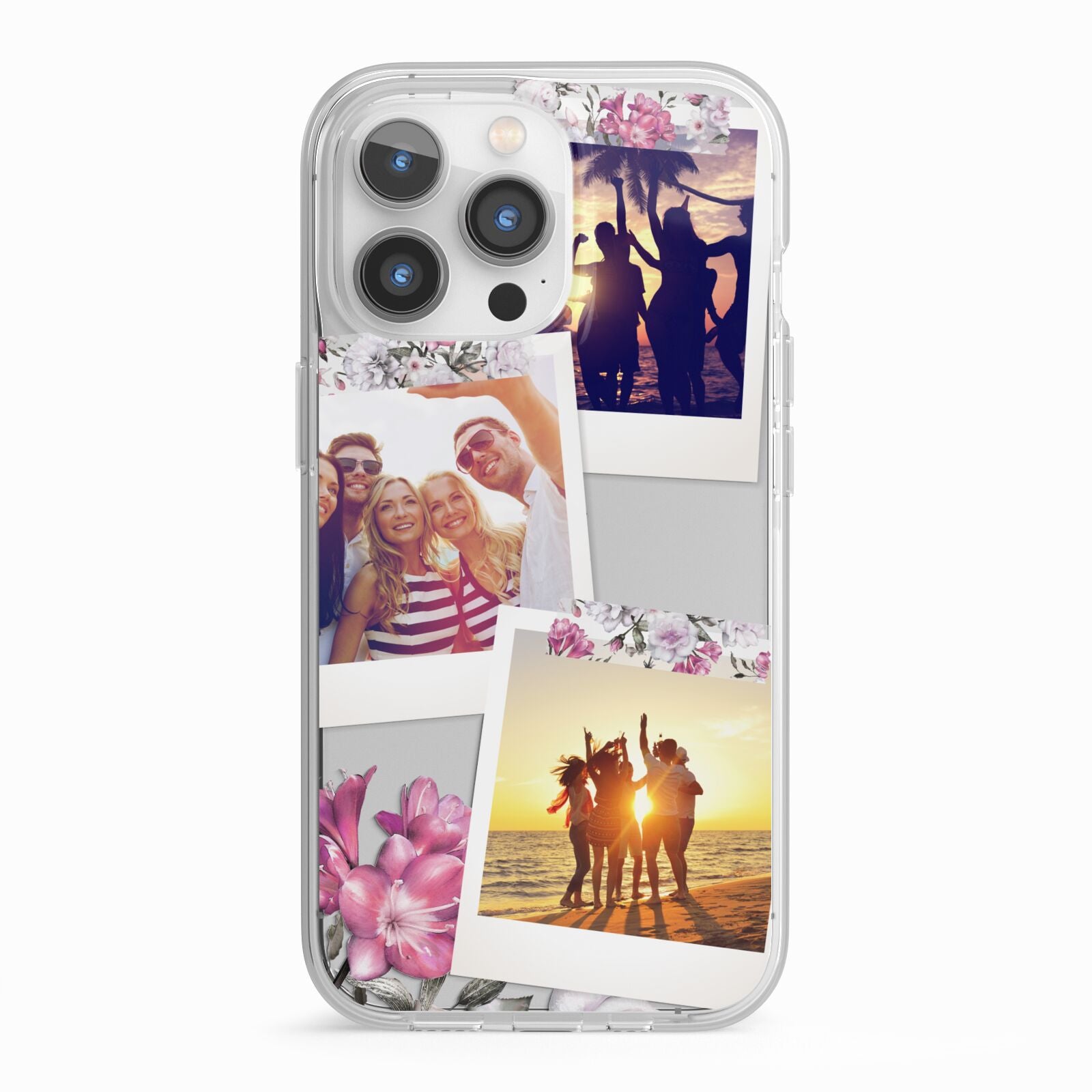 Floral Photo Montage Upload iPhone 13 Pro TPU Impact Case with White Edges