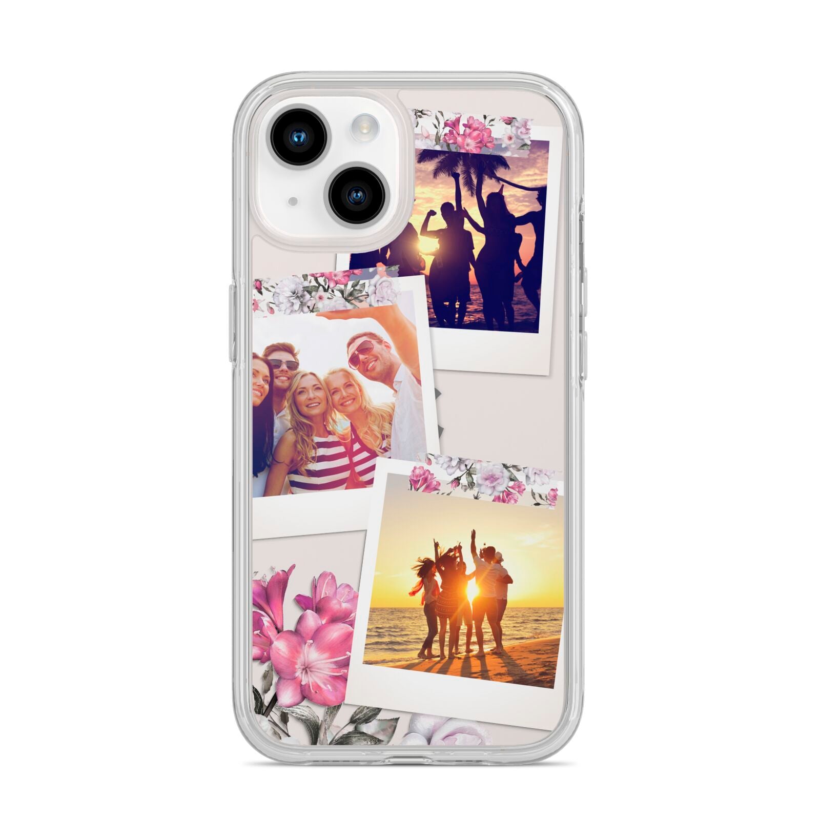 Floral Photo Montage Upload iPhone 14 Clear Tough Case Starlight
