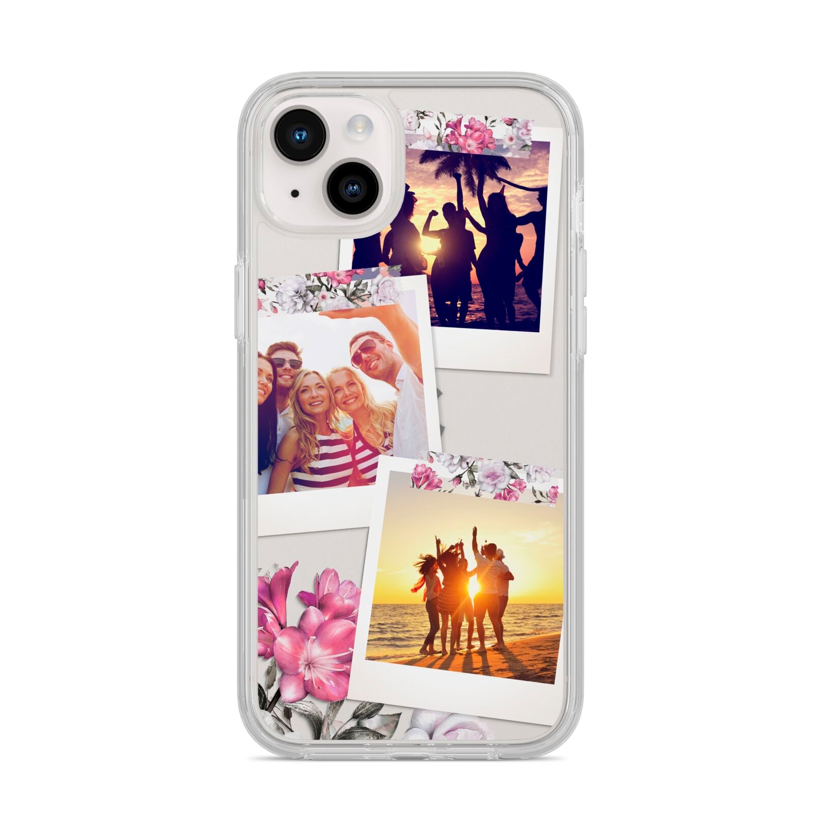 Floral Photo Montage Upload iPhone 14 Plus Clear Tough Case Starlight