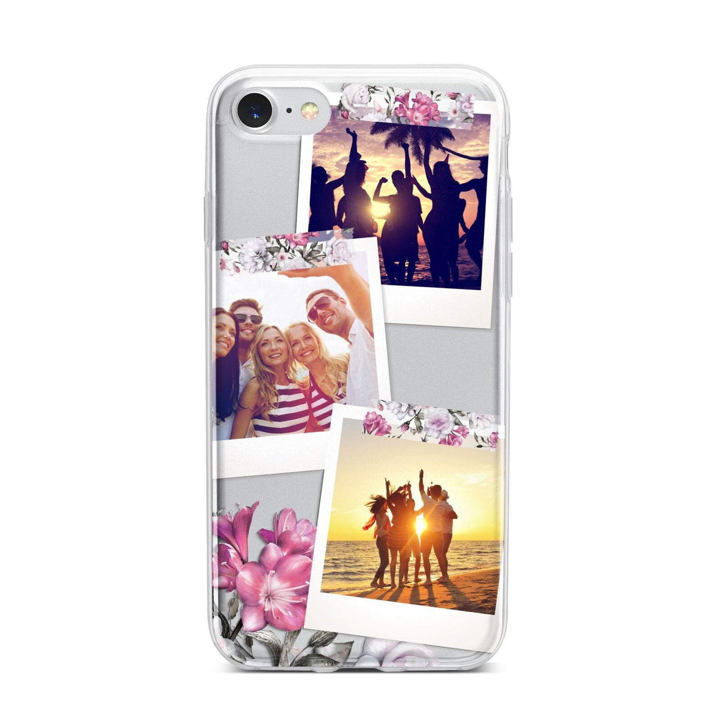 Floral Photo Montage Upload iPhone 7 Bumper Case on Silver iPhone