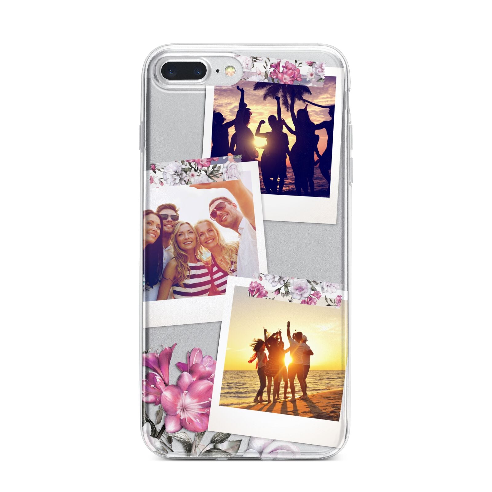 Floral Photo Montage Upload iPhone 7 Plus Bumper Case on Silver iPhone