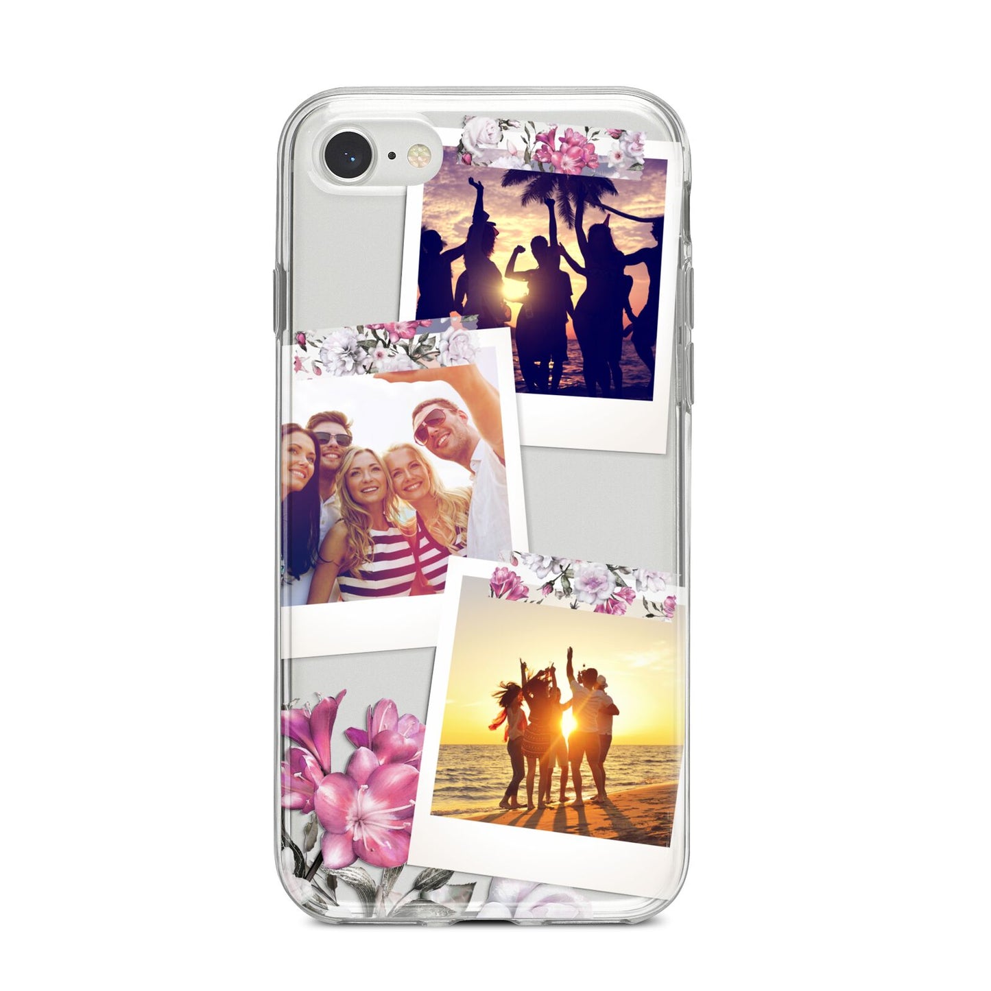 Floral Photo Montage Upload iPhone 8 Bumper Case on Silver iPhone