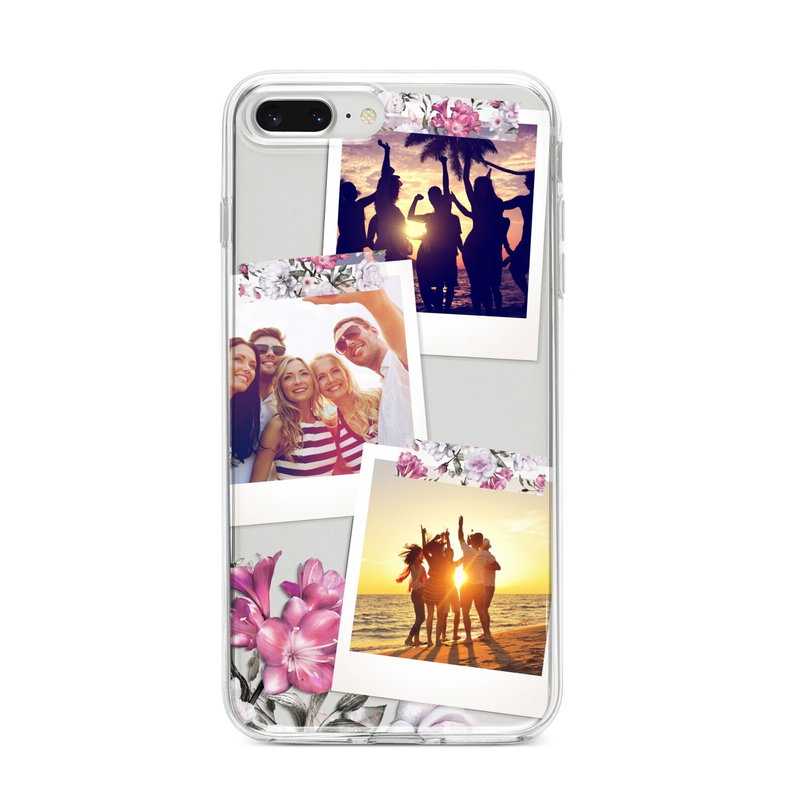 Floral Photo Montage Upload iPhone 8 Plus Bumper Case on Silver iPhone