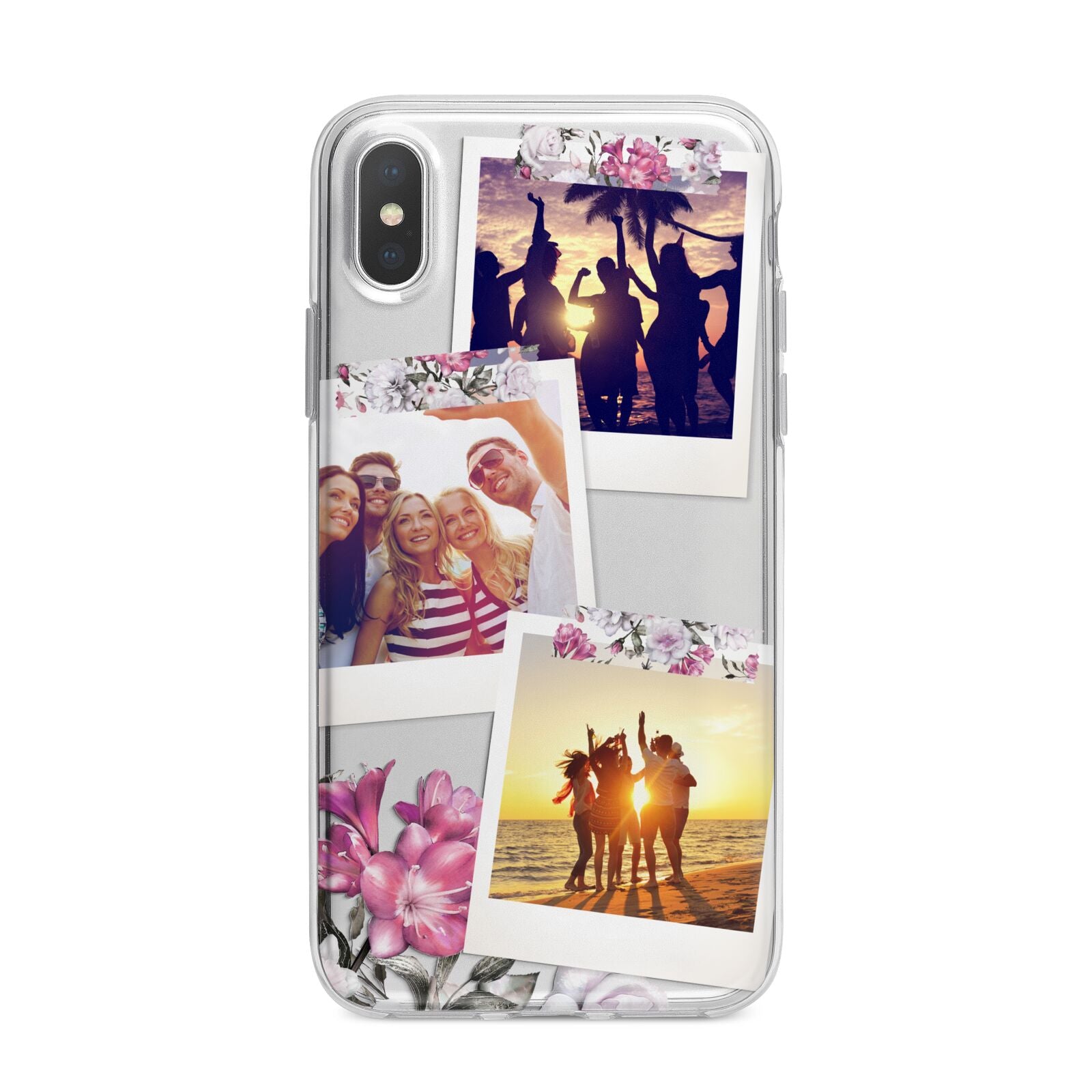 Floral Photo Montage Upload iPhone X Bumper Case on Silver iPhone Alternative Image 1
