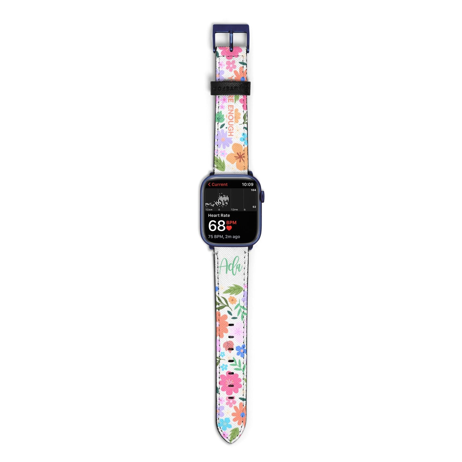 Floral Poster Apple Watch Strap Size 38mm with Blue Hardware