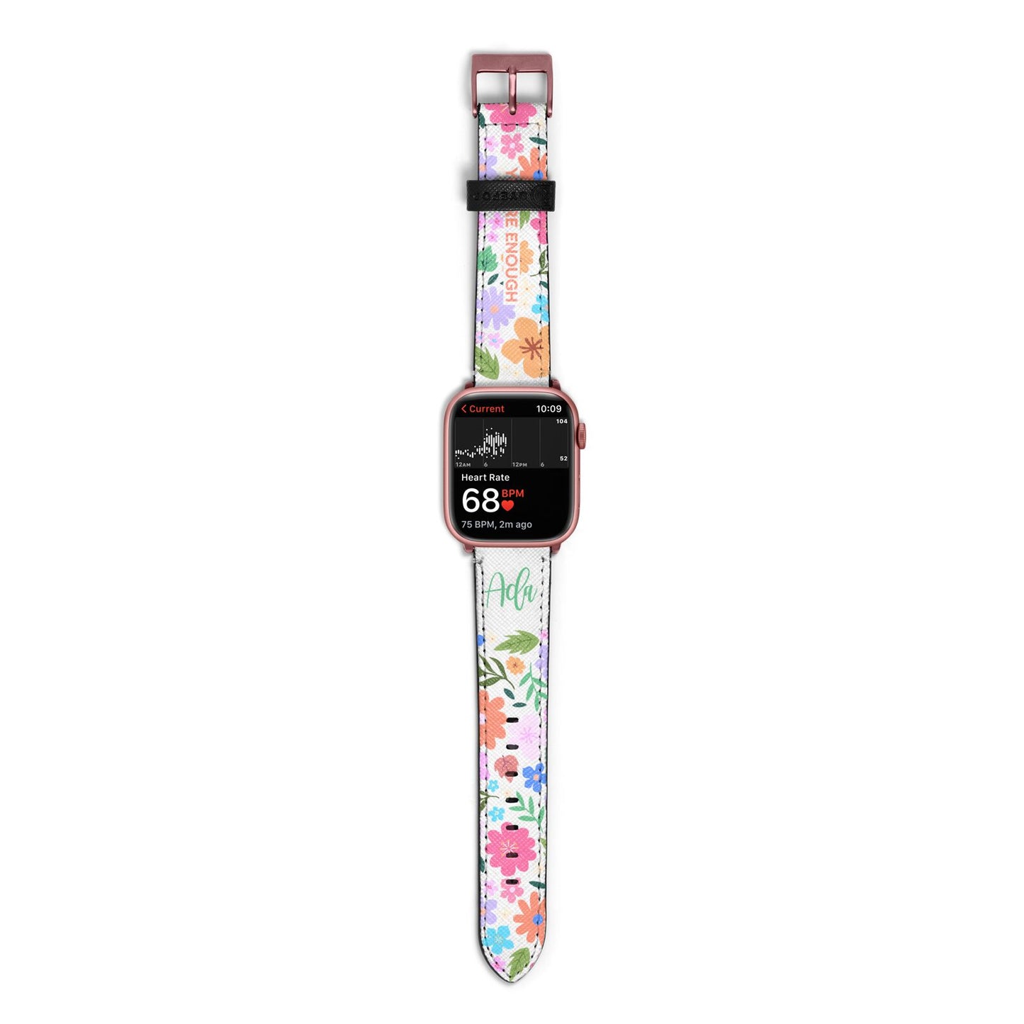 Floral Poster Apple Watch Strap Size 38mm with Rose Gold Hardware